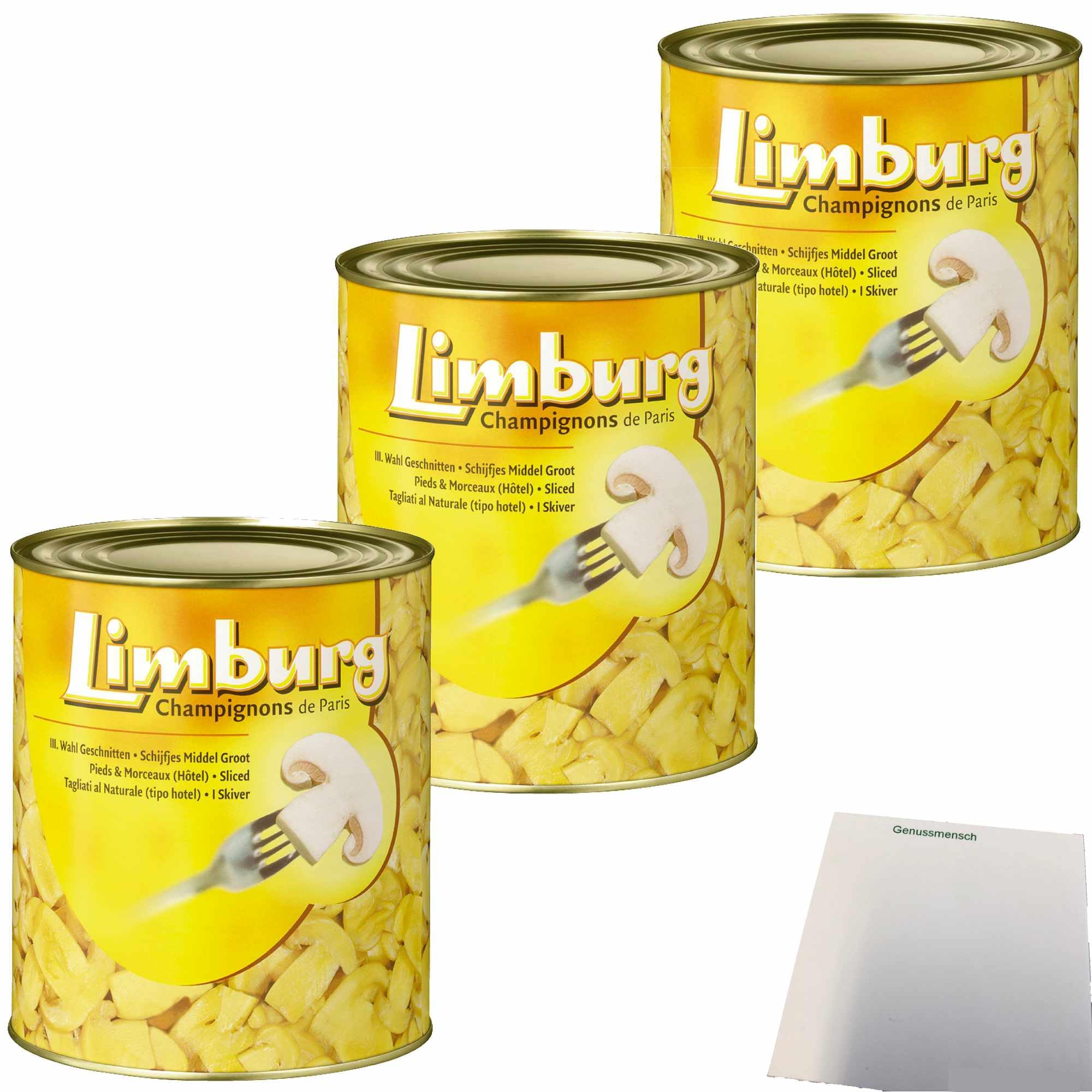 usy Bundle für Champignons geschnitten 3.Wahl 3er Pack (3x800g Dose) + usy Block Lebensmittel & Getränke