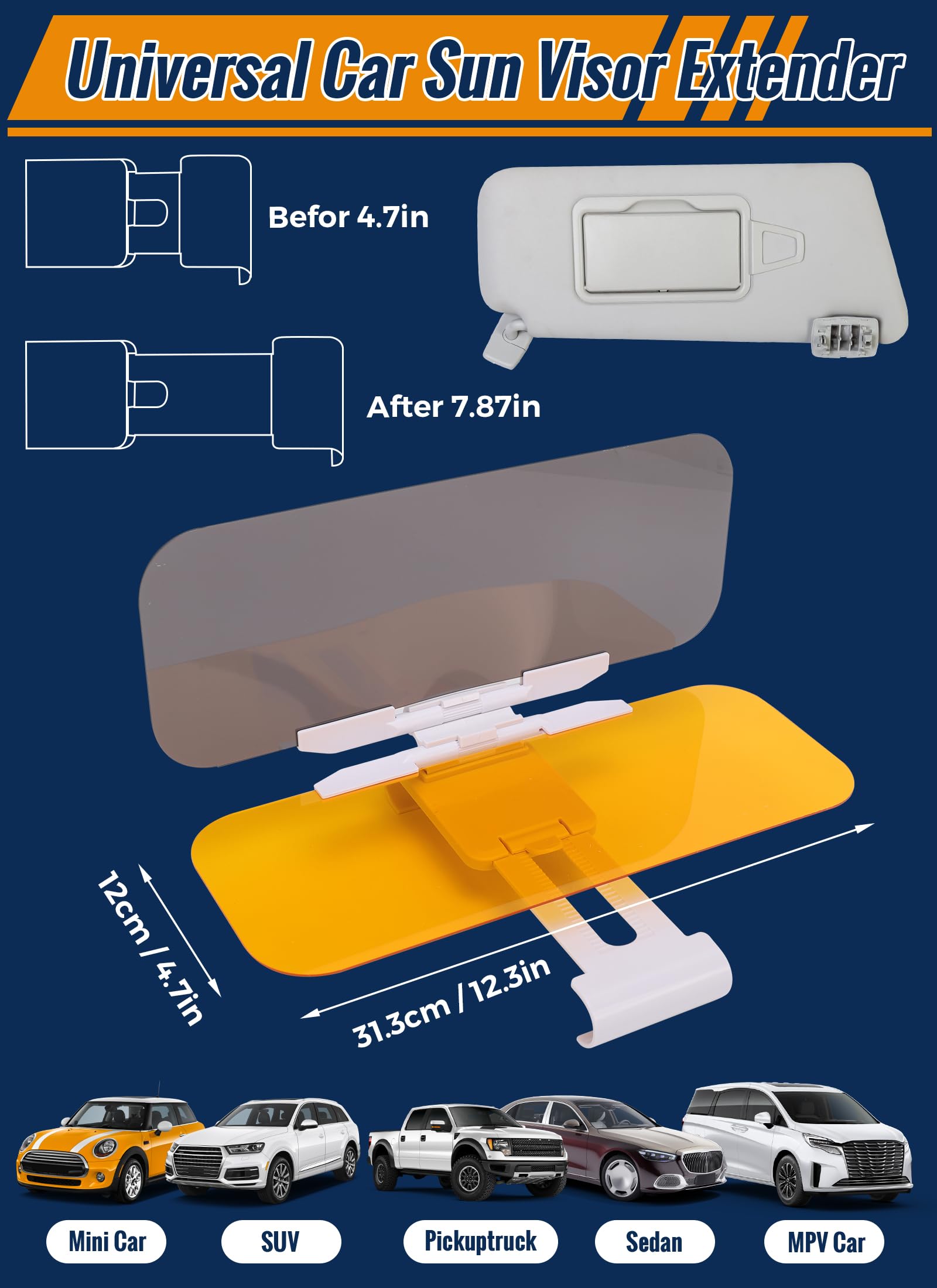 Visiera Parasole Auto 2 In 1 - Antiriflesso Giorno E Notte | Anti