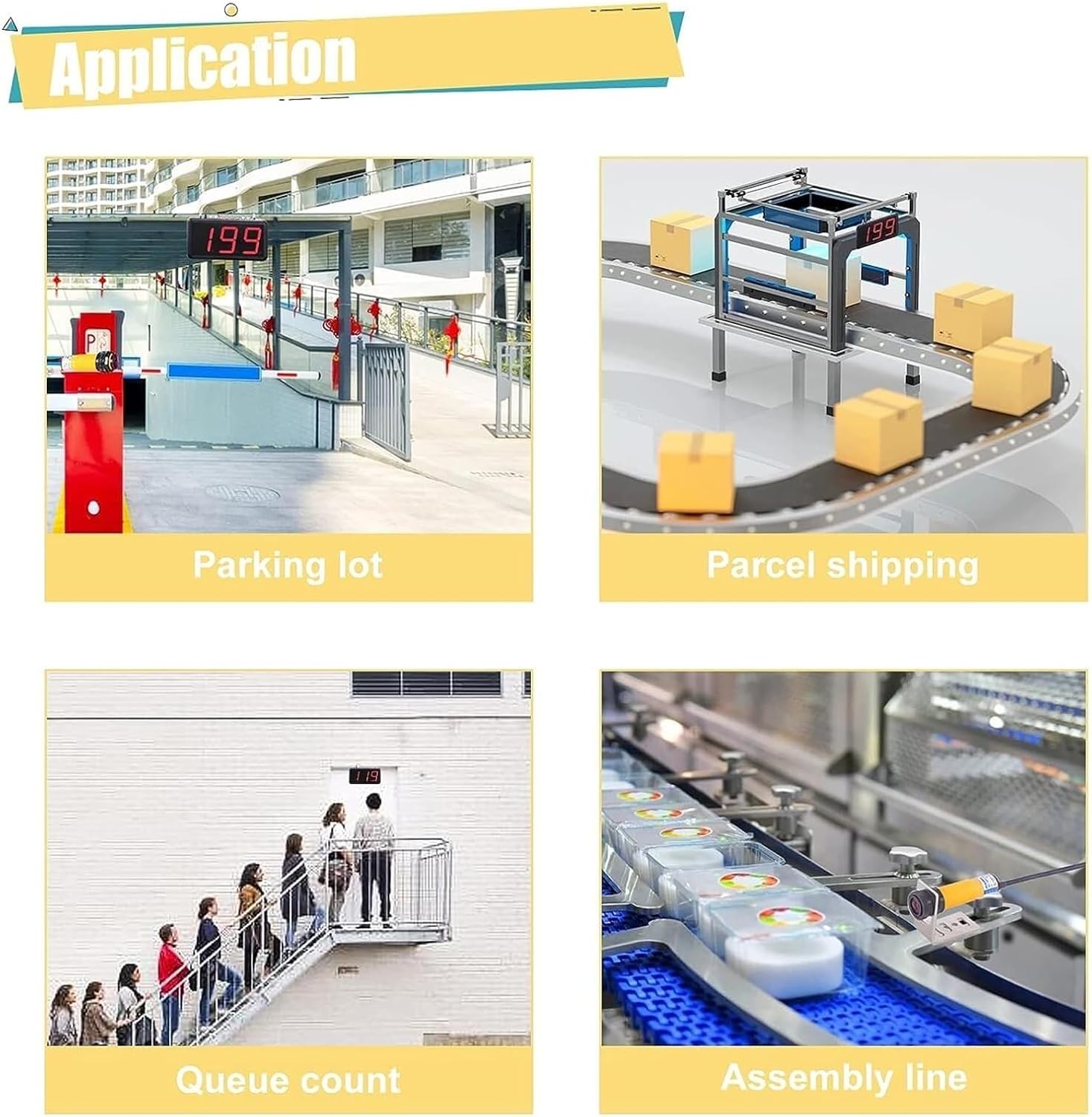 LED Electronic Digital Display Counter, WDBLXJ Dual Probe Auto Digital Totalizer,Count Up to 999999, 5M Sensing Distance, Suitable for Conveyor Belt, Production Line, People Visitor Counter