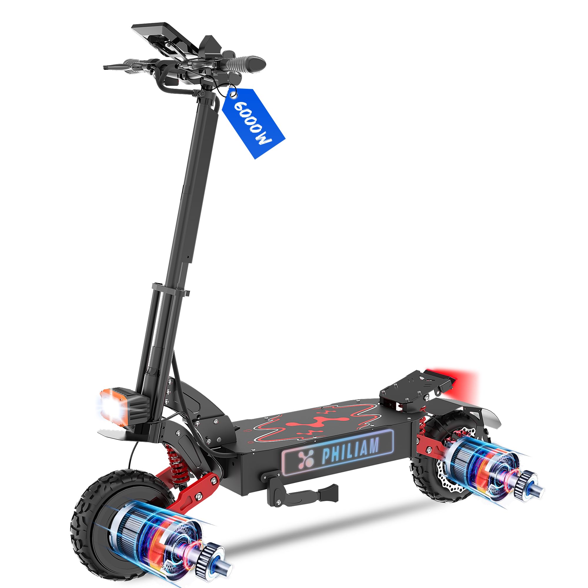 Electric Scooter for Adults 6000W Dual Motors up to 55MPH Speed Range to 70 Miles E Scooter with