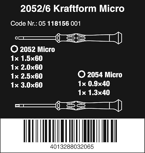 Miniatura 2 de Wera - Juego de destornilladores electrónicos Kraftform Micro con punta hexagonal y de bola, con soporte, 6 piezas, 5118156001 20526