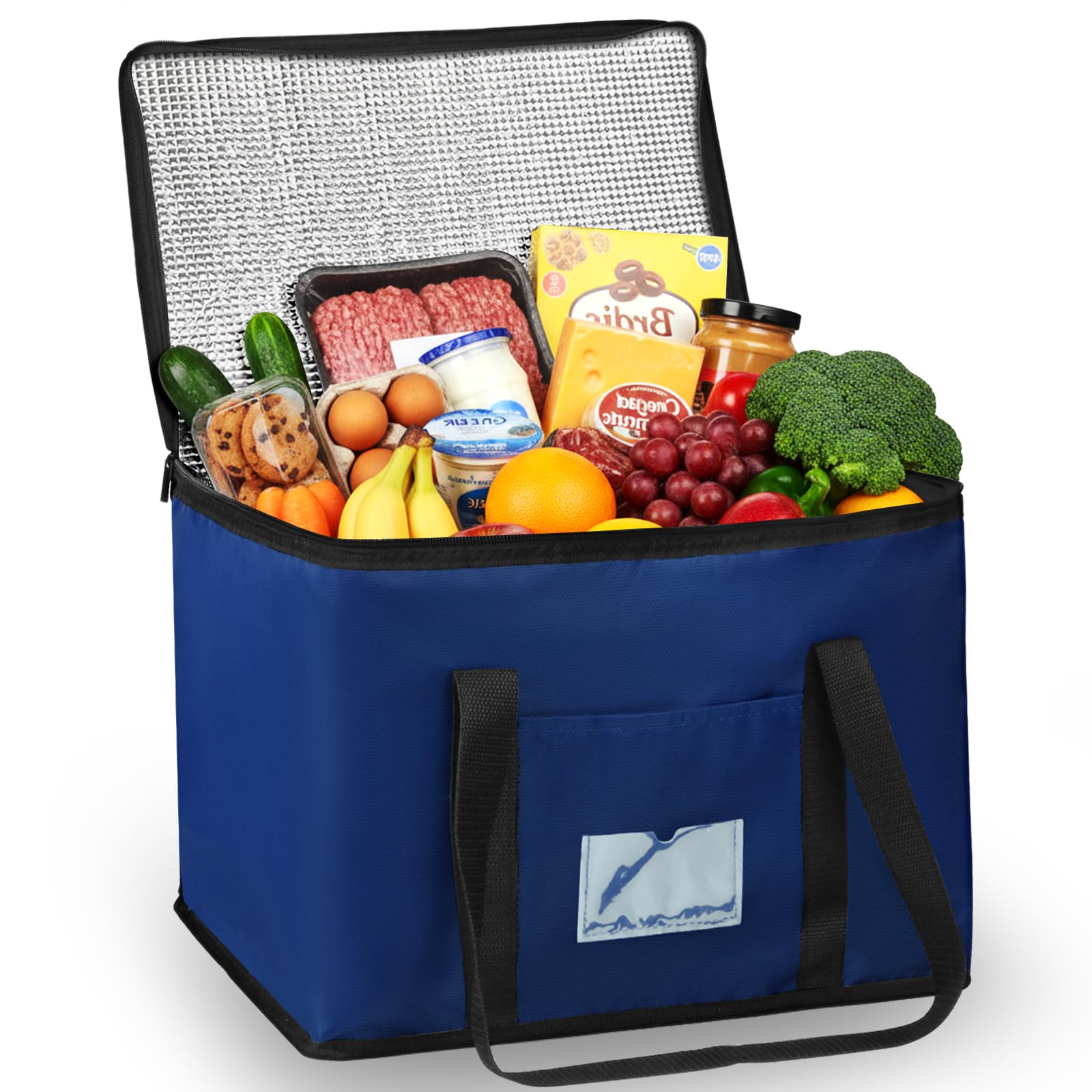 Cool Bag Heavy Duty Grocery Shopping Bag 40L Large Insulated Cooler Foldable Reusable Cooling Bags with Smooth Zippers for Picnic, Food Delivery, Camping, BBQ, Shopping, Fishing, Family Auto Travel