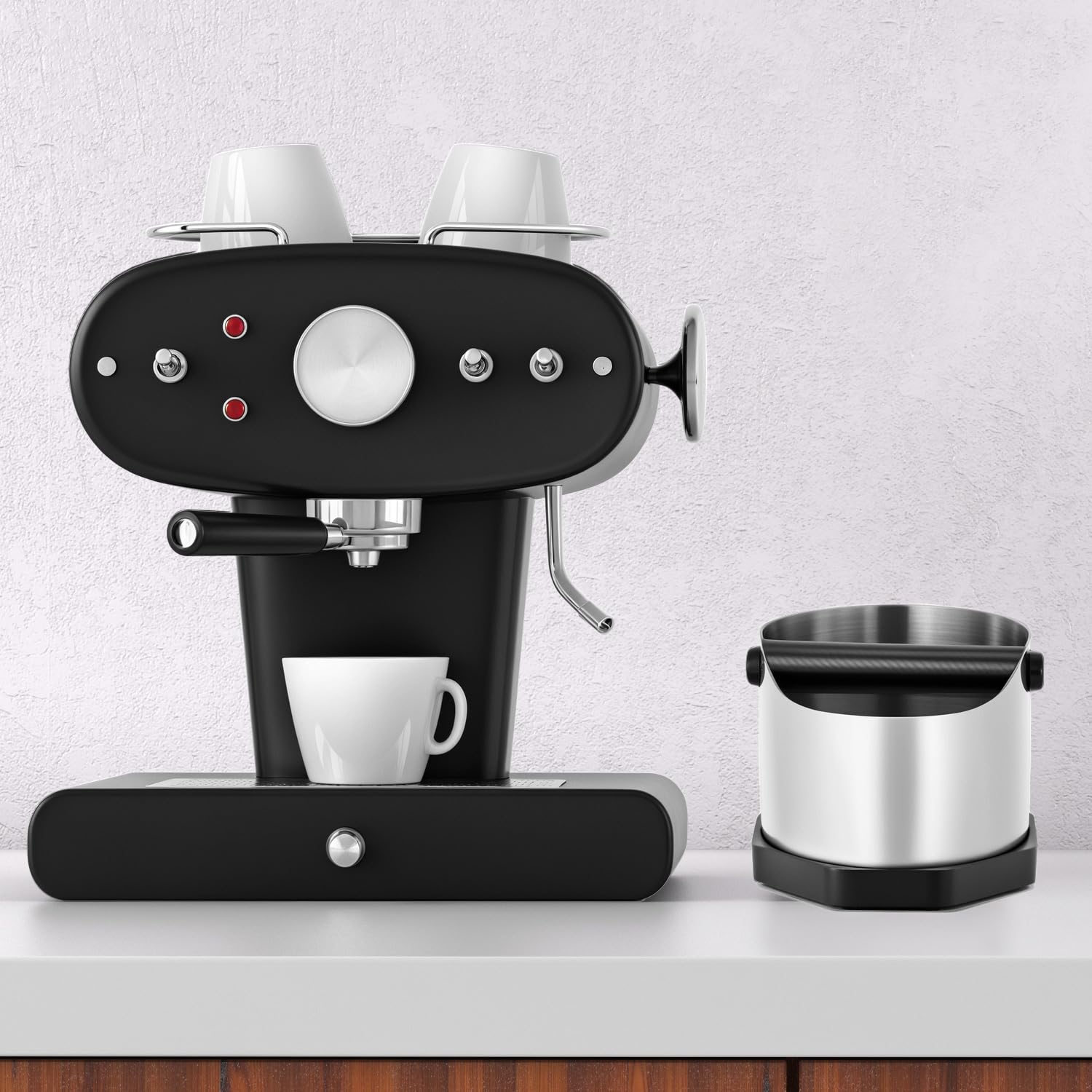QWORK® Contenitore per Fondi di caffè, Knock Box caffè in Acciaio Inox, per Macchine da caffè Espresso