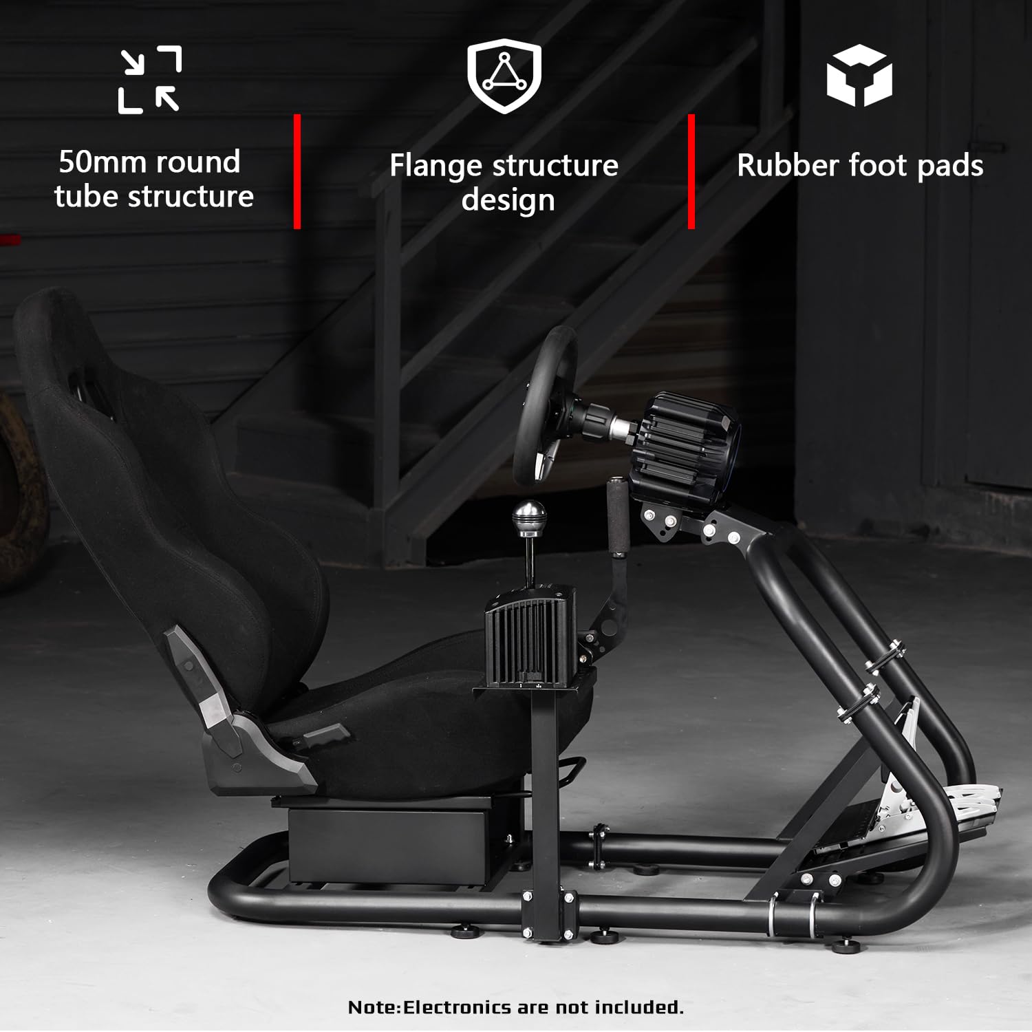 Dardoo Rennsimulator Cockpit with Large Round Tube lenkradständer Rennsitz Adjustable passend für Logitech G25 G27 G29 G920, für Thrustmaster, für Fanatec without Steering Wheel, Pedal and Shifter