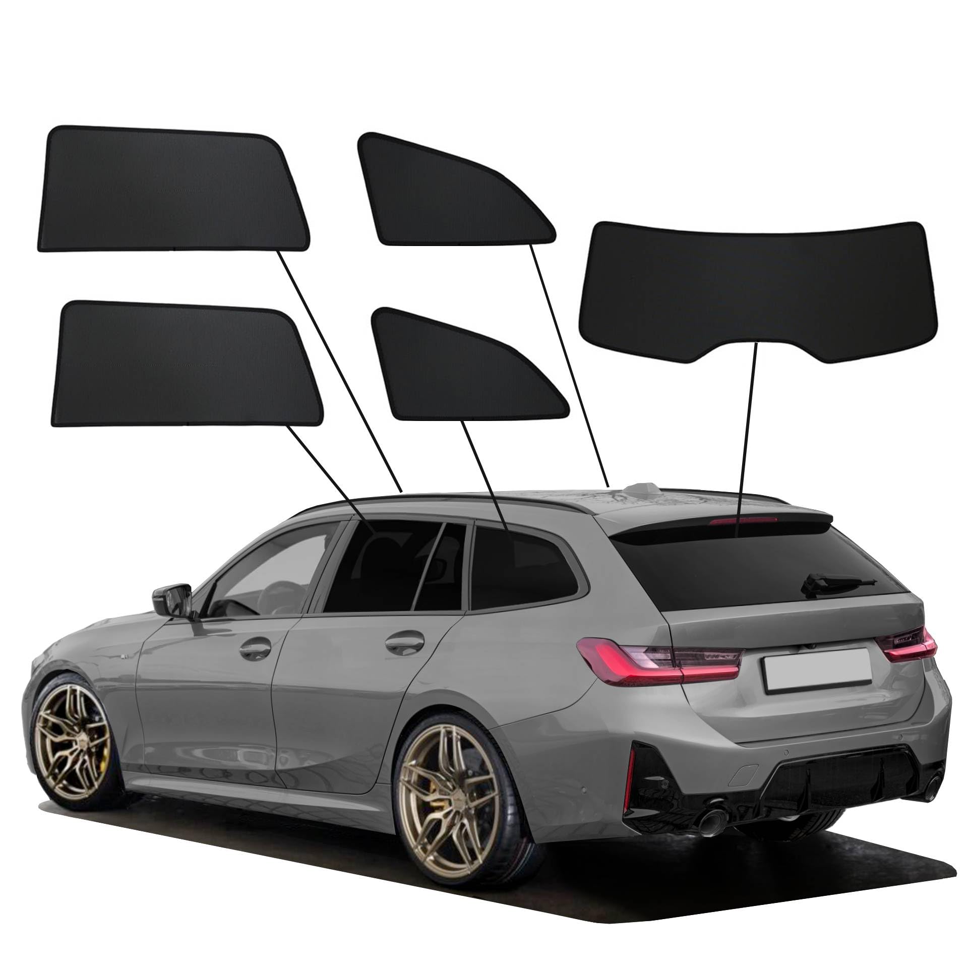 Sicht- & Sonnenschutz kompatibel mit BMW 3er G21 Touring 2019-, Schwarz