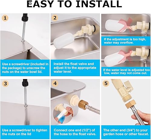 3 Gallon Automatic Dog Water Dispenser for Large Dogs Stainless Steel Bowl, Large Self Filling Auto Water Bowl Outdoor for Cats Livestock Chicken(15.4"L x 11.41"W x 3.93"H)