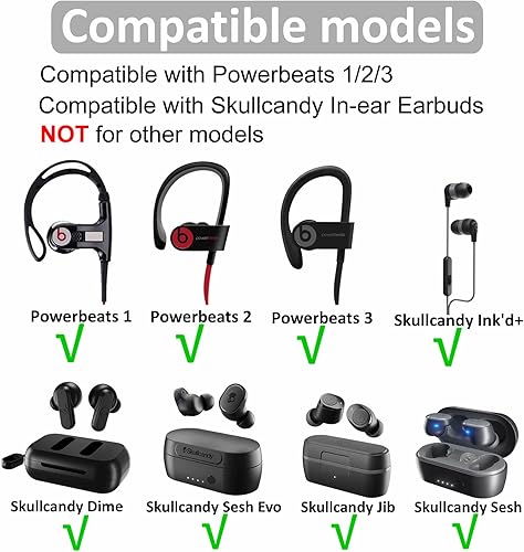 Miniatura 2 de 8 pares de almohadillas de silicona compatibles con Powerbeats 3 2 1, 4 tamaños de goma de repuesto, auriculares de gel para la piel, accesorios