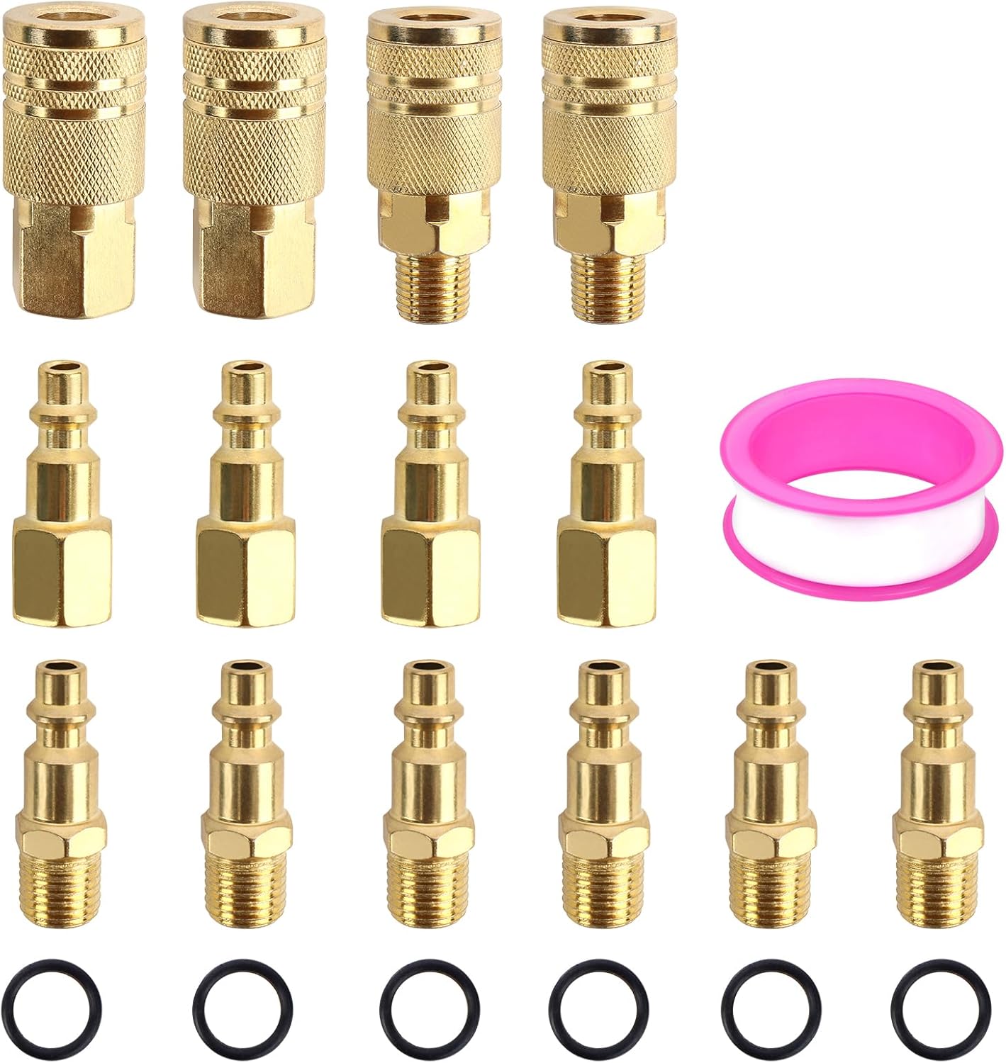 Air Hose Fittings Universal Air Coupler Industrial Air Plug Kit 1/4 Inch Thread and Body Size 15PCS Air Compressor Accessories for Air Compressor Fittings and Air Fittings