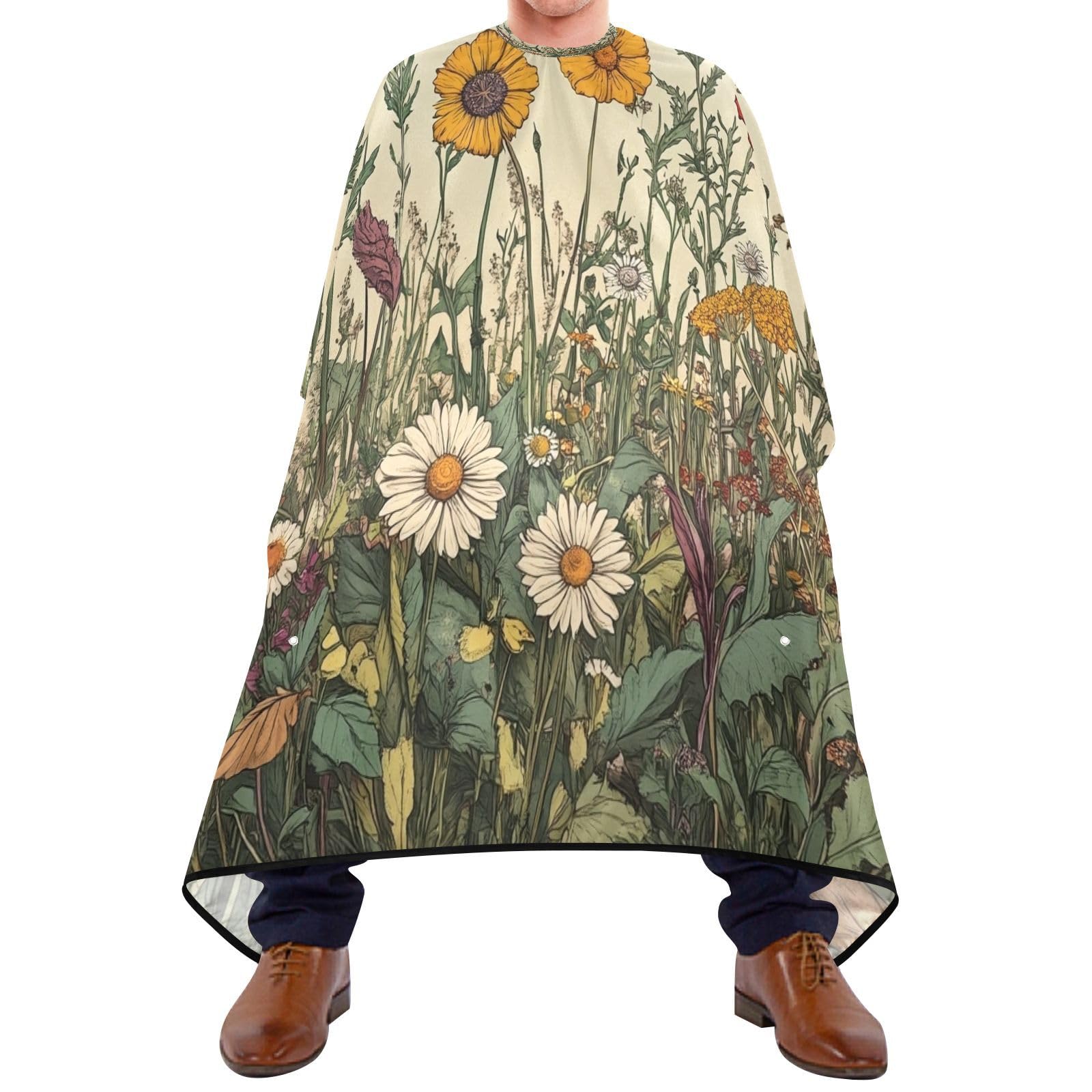 Kigai Hair Cutting Cape for Men & Women Wildflowers Poppy Waterproof Barber Cape Professional Hairdressing Salon Styling Cape with Adjustable Closure Snap