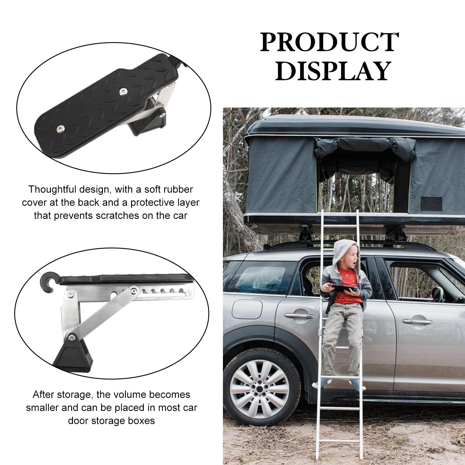 Pedale per Porta Auto, Gradino Universale per Auto Pieghevole, Pedale per Porta Auto con Tappetino Ammortizzante, Gradino per Auto per Facile Accesso al Tetto, per Auto, Jeep, SUV, Camion