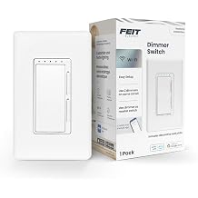 Feit Electric Smart Dimmer Switch, Neutral Wire Required for Installation, Compatible with Amazon Alexa and Google Assistant, Smart Dimmer Light Switch, White, Model:DIM/WiFi