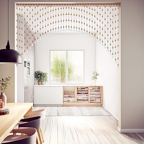 Miniatura 10 de Osunnus Cortina de cuentas de cristal para puerta colgante de puerta, cenefa con cuentas arqueadas, decoración hippie de cristal para puerta,