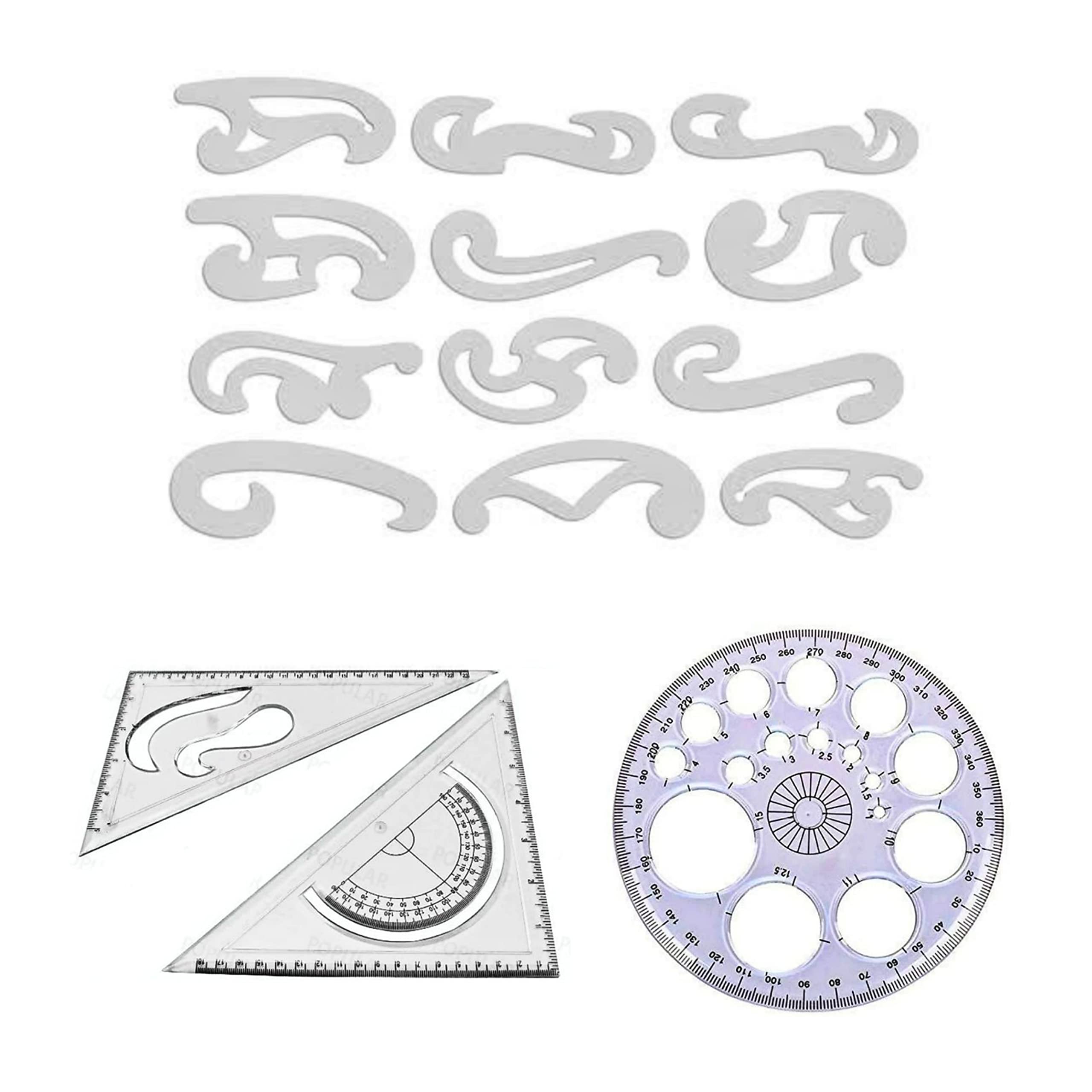 Book birds French curves, pro circle, set squares for engineering drawing Drafting Kit