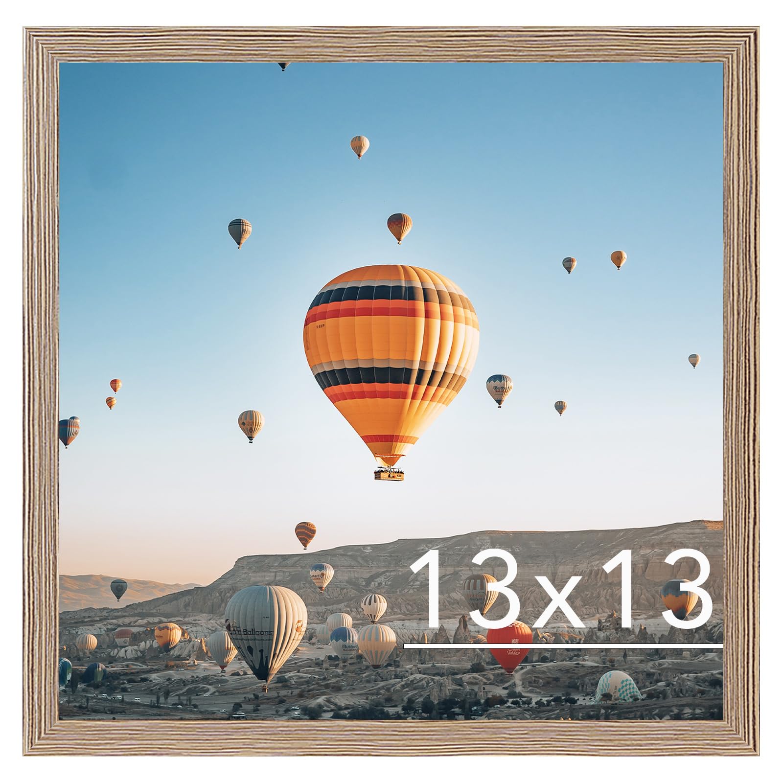 JCJMY 13x13 Picture Frame Rustic Brown for Wall Hanging, Wall Mounting Horizontally or Vertically, 13 x 13 Square Wall Gallery Poster Photo Frame with Shatter Resistant Plexiglass, Rustic Brown