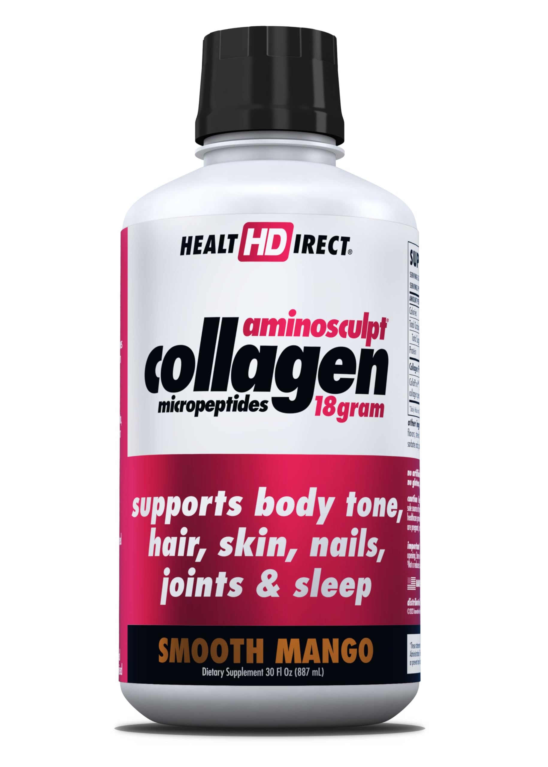 HEALTH DIRECT AminoSculpt Sugar-Free Collagen Supplement - High Potency Medical-Grade Protein for Hair, Skin, Nails & Joints, Grass-Fed, Non-GMO, Liquid Collagen - Smooth Mango - 30 Fl Oz