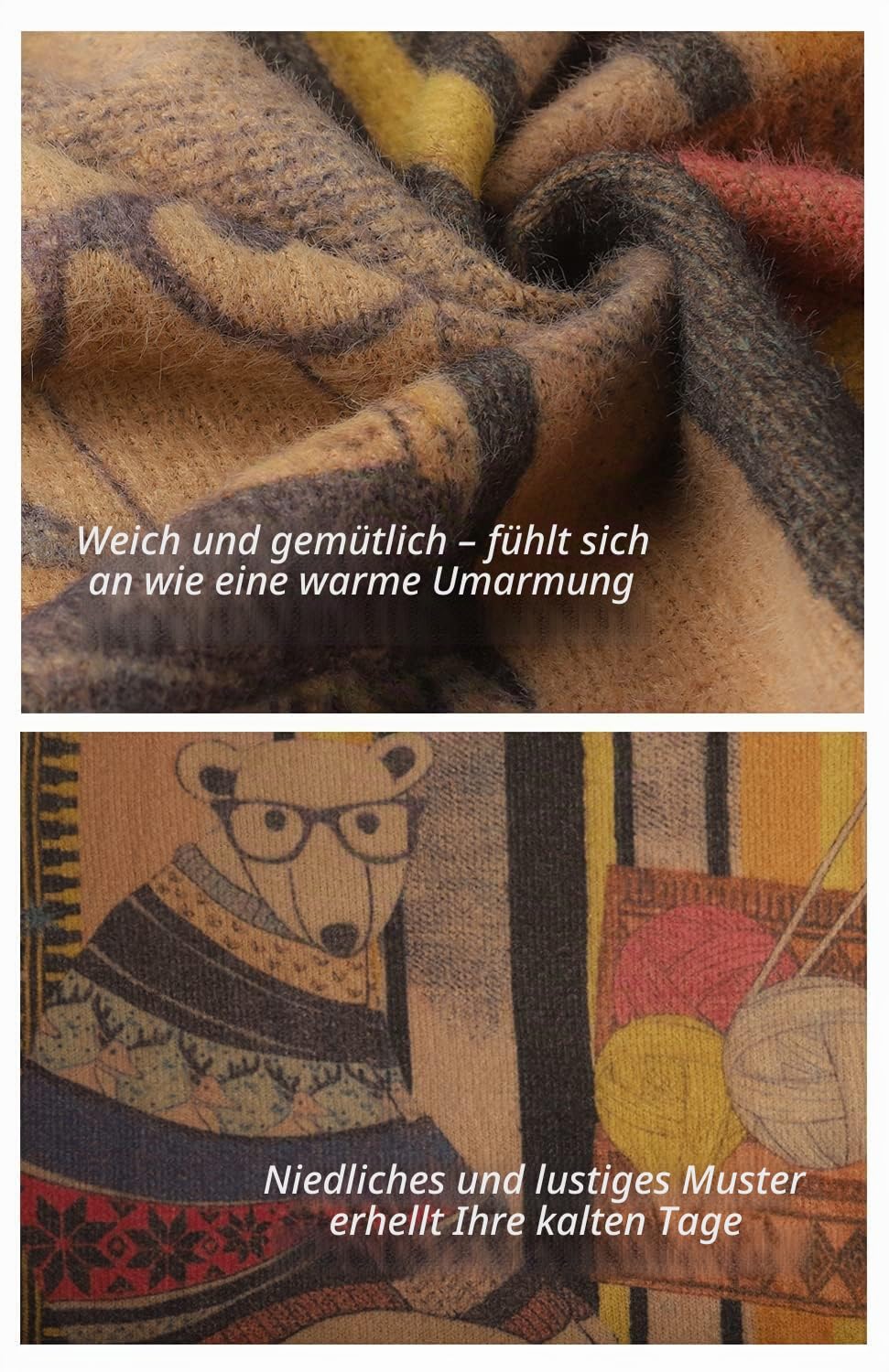 Janein Damen Pullover Oversize Lang Strickpullover Herbst Winter Rundhals Sweater mit Blumenmuster Weihnachtspullover JS01DE | Übergröße Weihnachts-Pullover, locker geschnitten, angenehmer Stoff, pillfest, warm für Winter, Familientreffen & Alltag