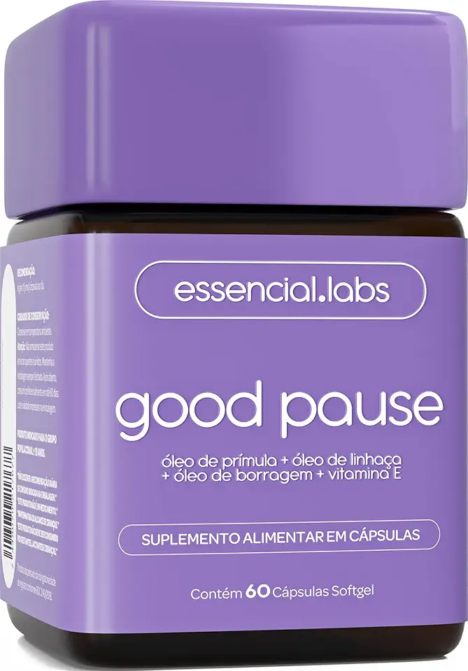 GOOD PAUSE - Fórmula Exclusiva para a Menopausa e TPM com PRIBOLIN um blend poderoso de Óleo de Prímula, Óleo de Borragem, Òleo de Linhaça e Vitamina E - 60 Cápsulas Softgel