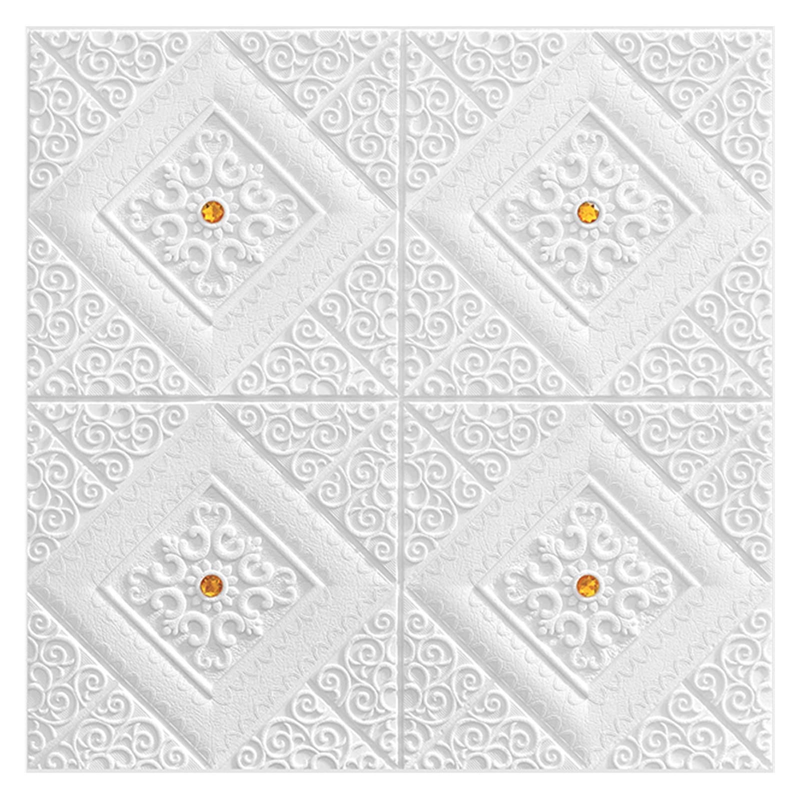 Paneles Pared Panel de pared espuma 3D grabado en relieve autoadhesivo Pegatinas techo Decoración del Dormitorio Home House Kids Sala la sala Oficina(Orange)