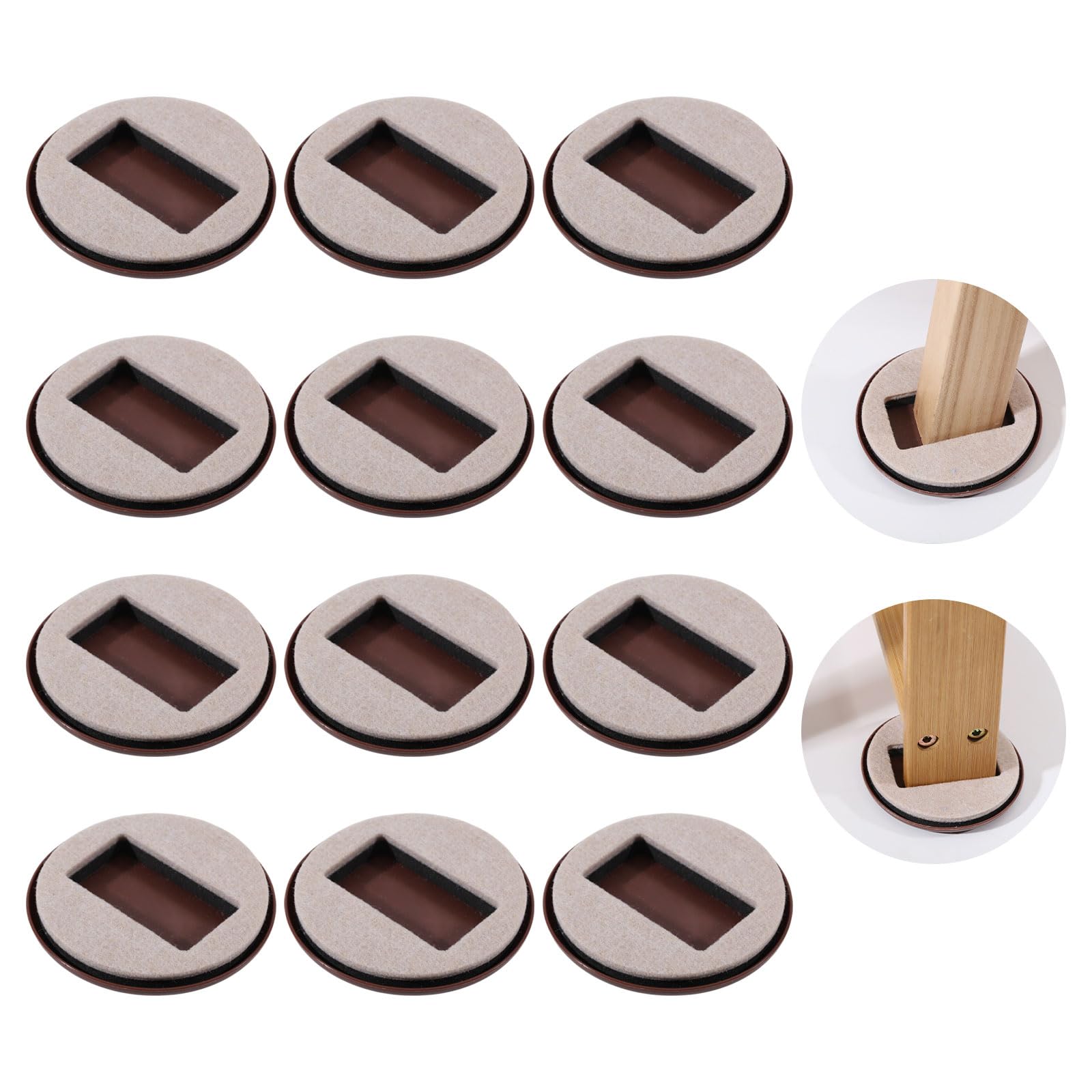 Patins ronds en feutre épais et plastique marron durable - x12