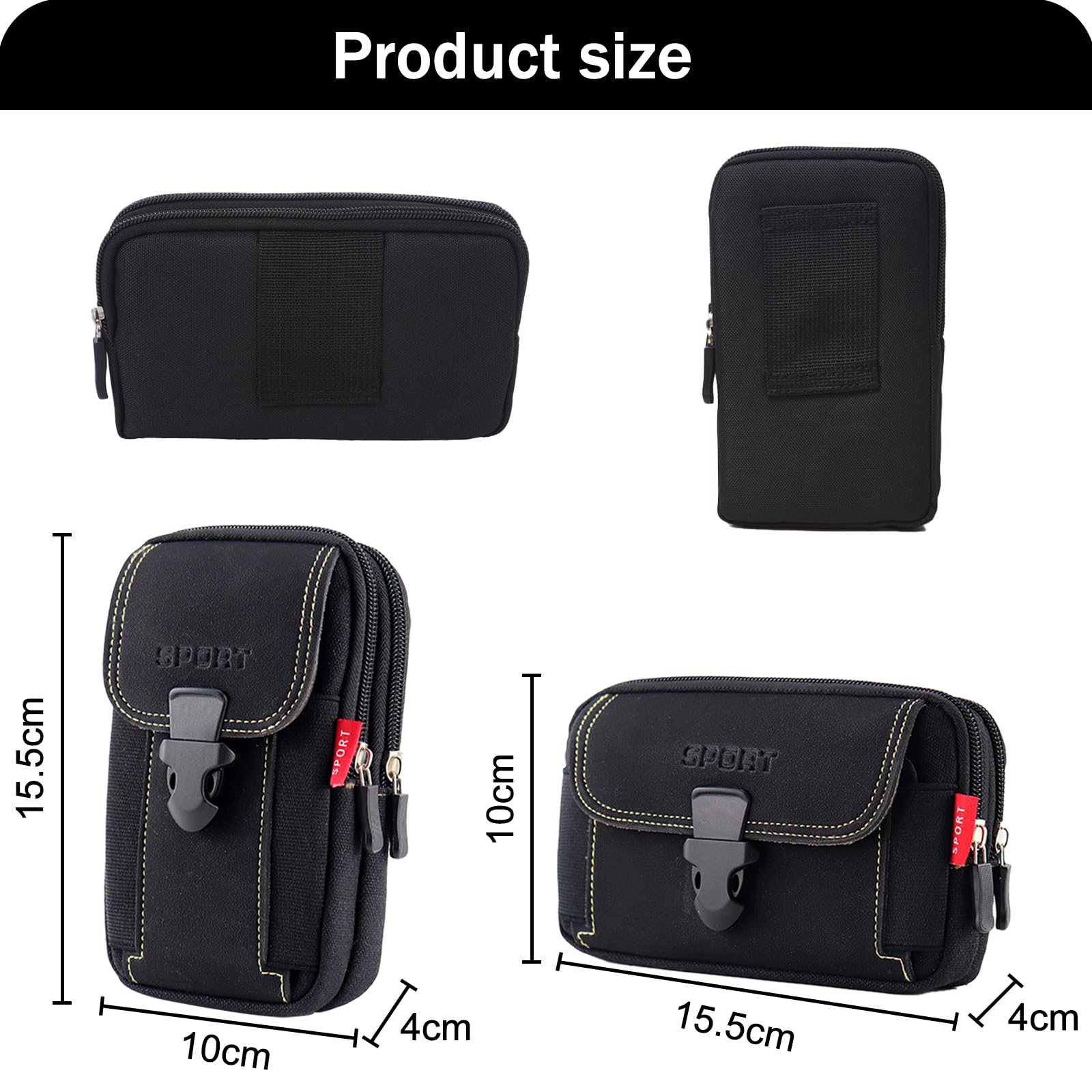 JSTHHTT 2 Pcs Universal Holster Mobile Phone Belt Pouch Security Pack Carry Accessory Kit Waist Bag Case - Image 2