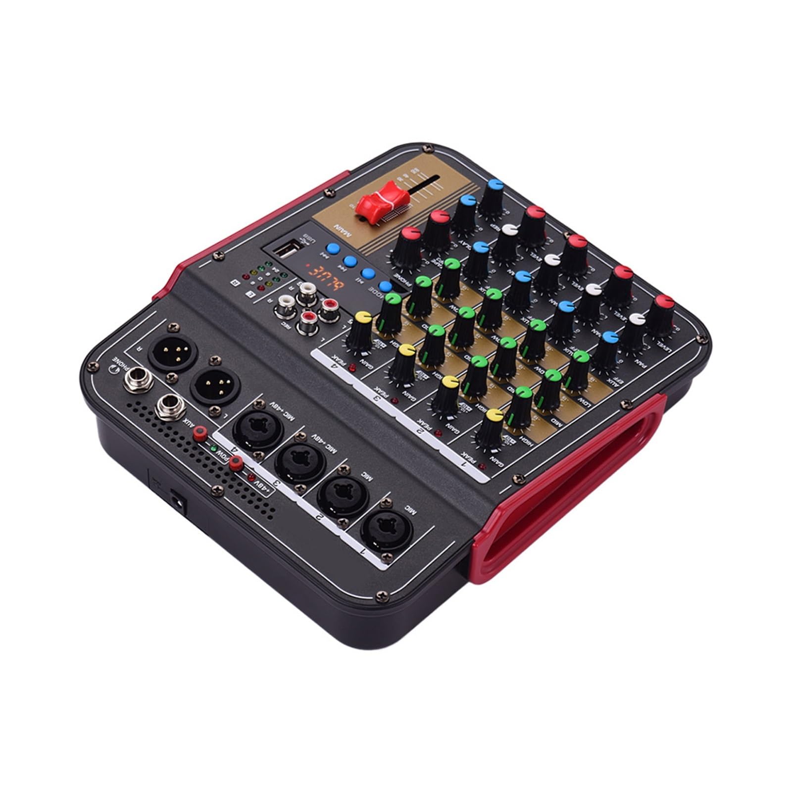 Mixer per DJ, TM4 Mixer Digitale a 4 canali, Console di missaggio, Alimentazione Phantom 48V Integrata con Funzione BT, Professionale