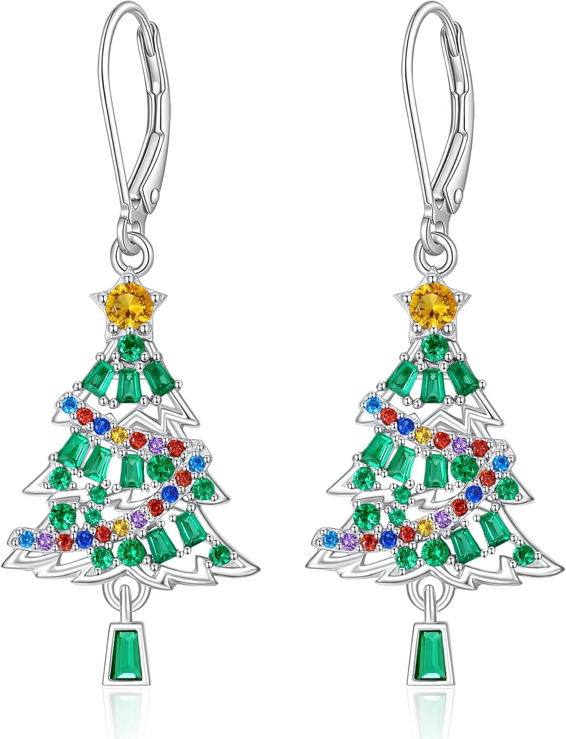 Christmas Earrings Christmas Tree Earrings for Women Dangling Sterling Silver Dangle Jewelry Holiday Xmas Gifts