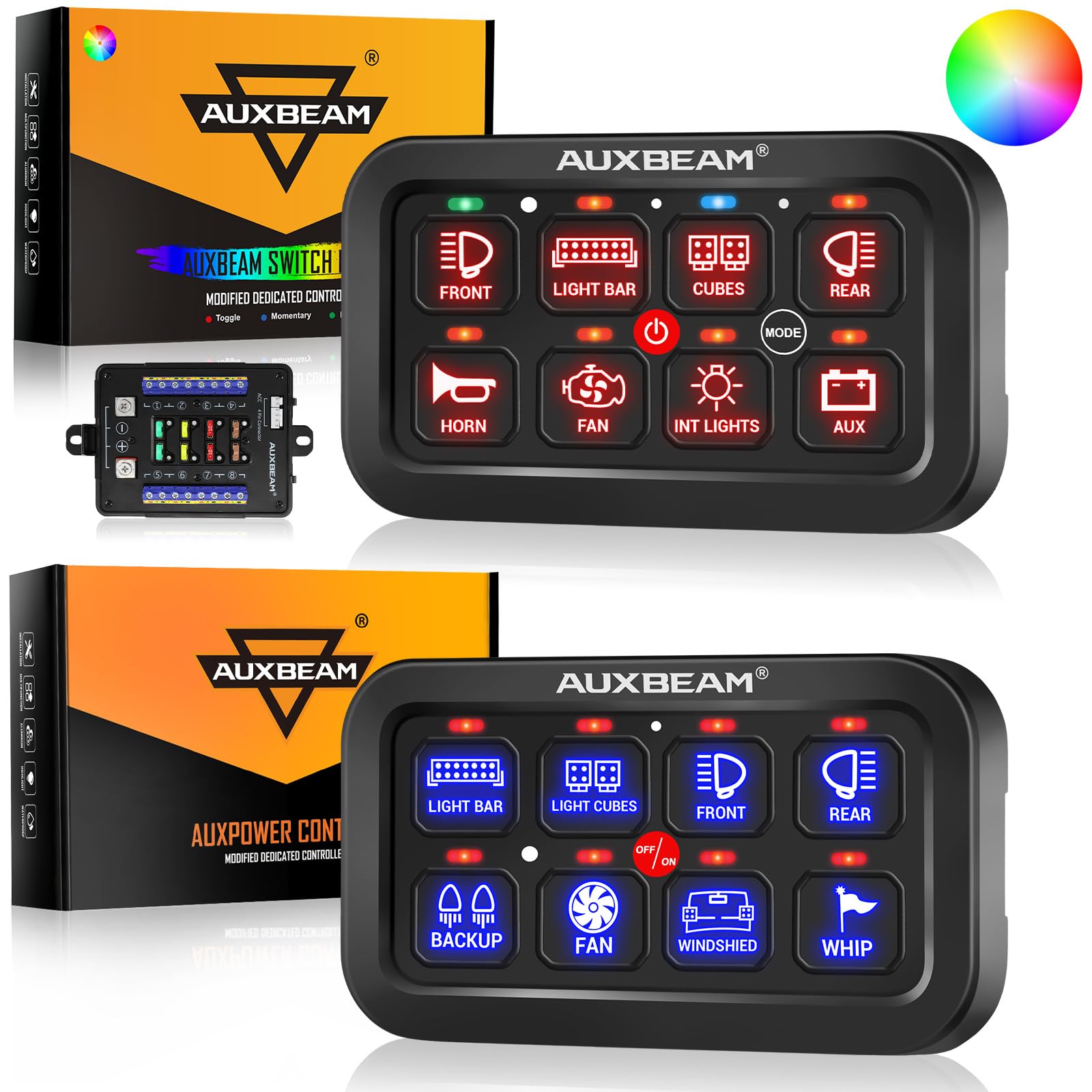 AUXBEAM 8 Gang スイッチパネル コントロールパネル BA80 Amazon.com: Auxbeam 8 Gang Switch Panel BA80 + 4Pin Switch