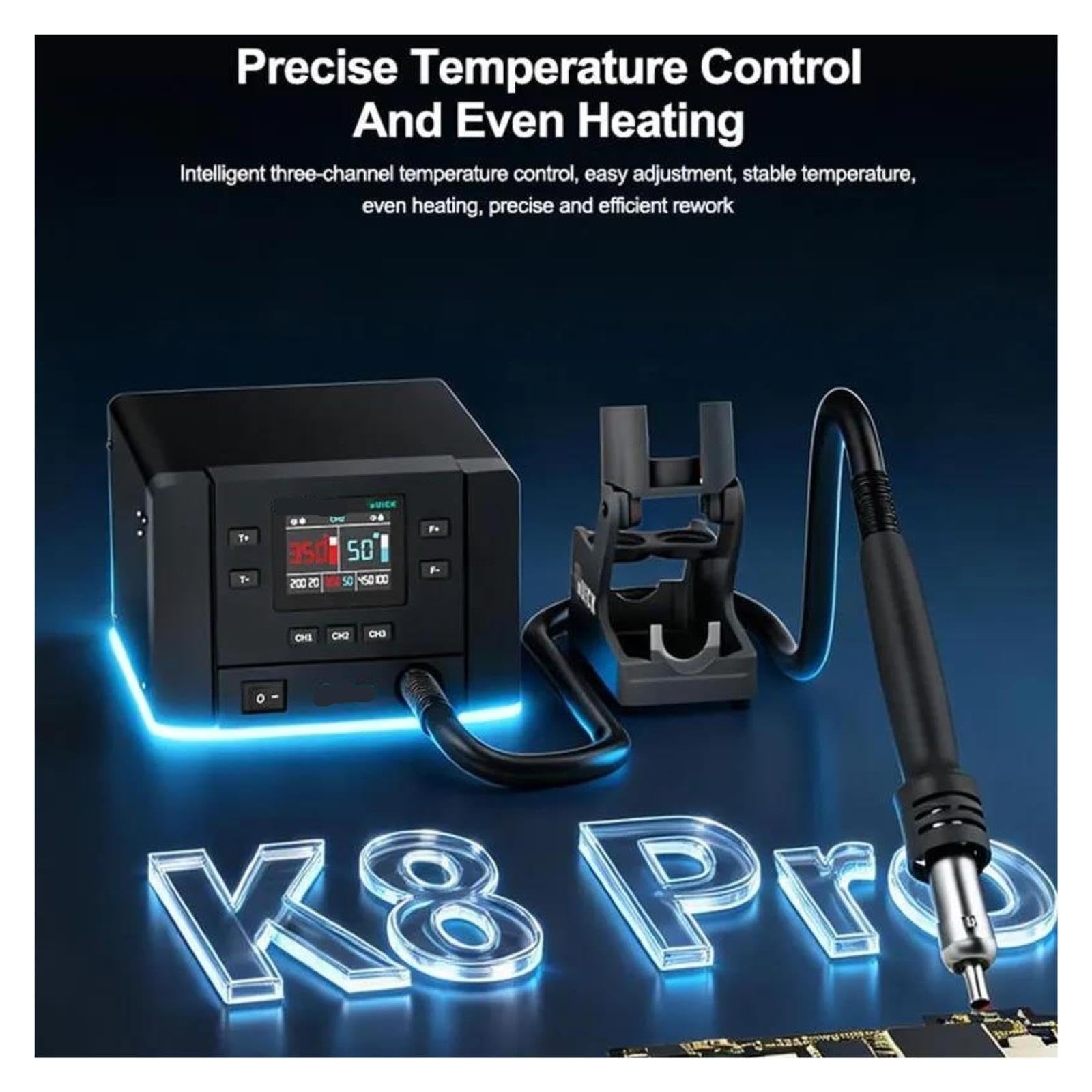 K8 Pro 1000W Station de Reprise d'air Chaud Haute Puissance contrôle numérique de la température