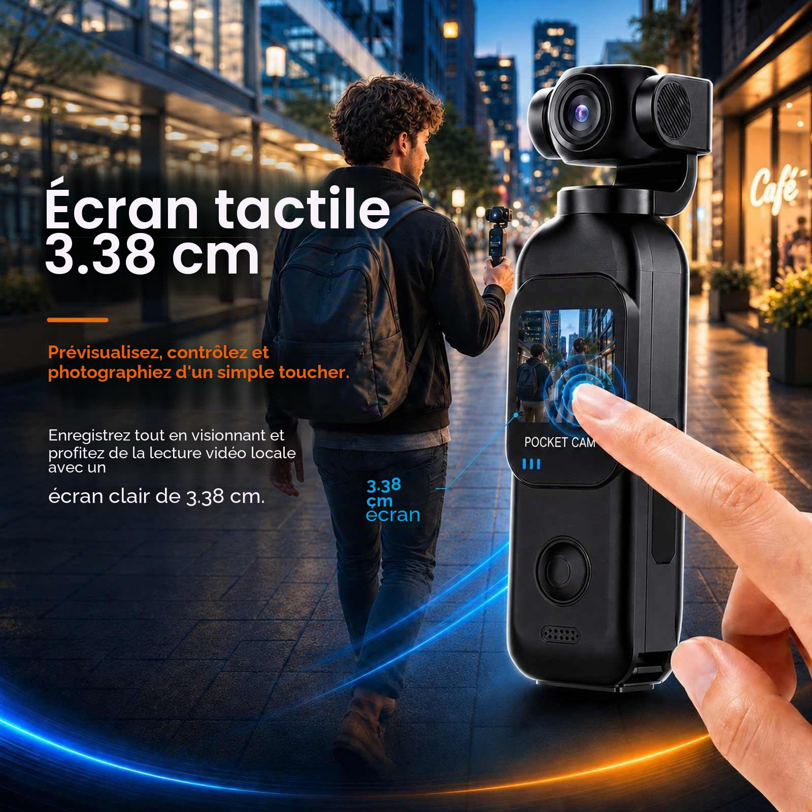 Caméra de vlogging avec Objectif Rotatif à 270°, caméra de Poche avec Enregistrement Audio et vidéo, Batterie de 14 Heures, caméras POV Portables avec 32 Go, Enregistrement Facile à Un Seul