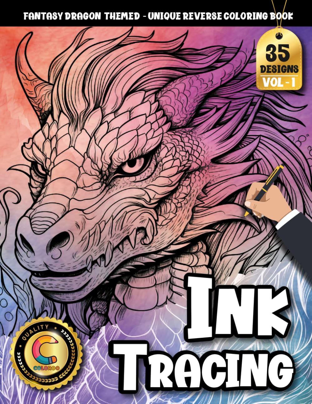 COLOROO Ink Tracing Book: Fantasy Dragon Adventures for Calm, Focus, and Creative Escape: Tracing coloring book adult for relaxation seekers | Build ... linework (Fantasy Dragon Tracing Series)