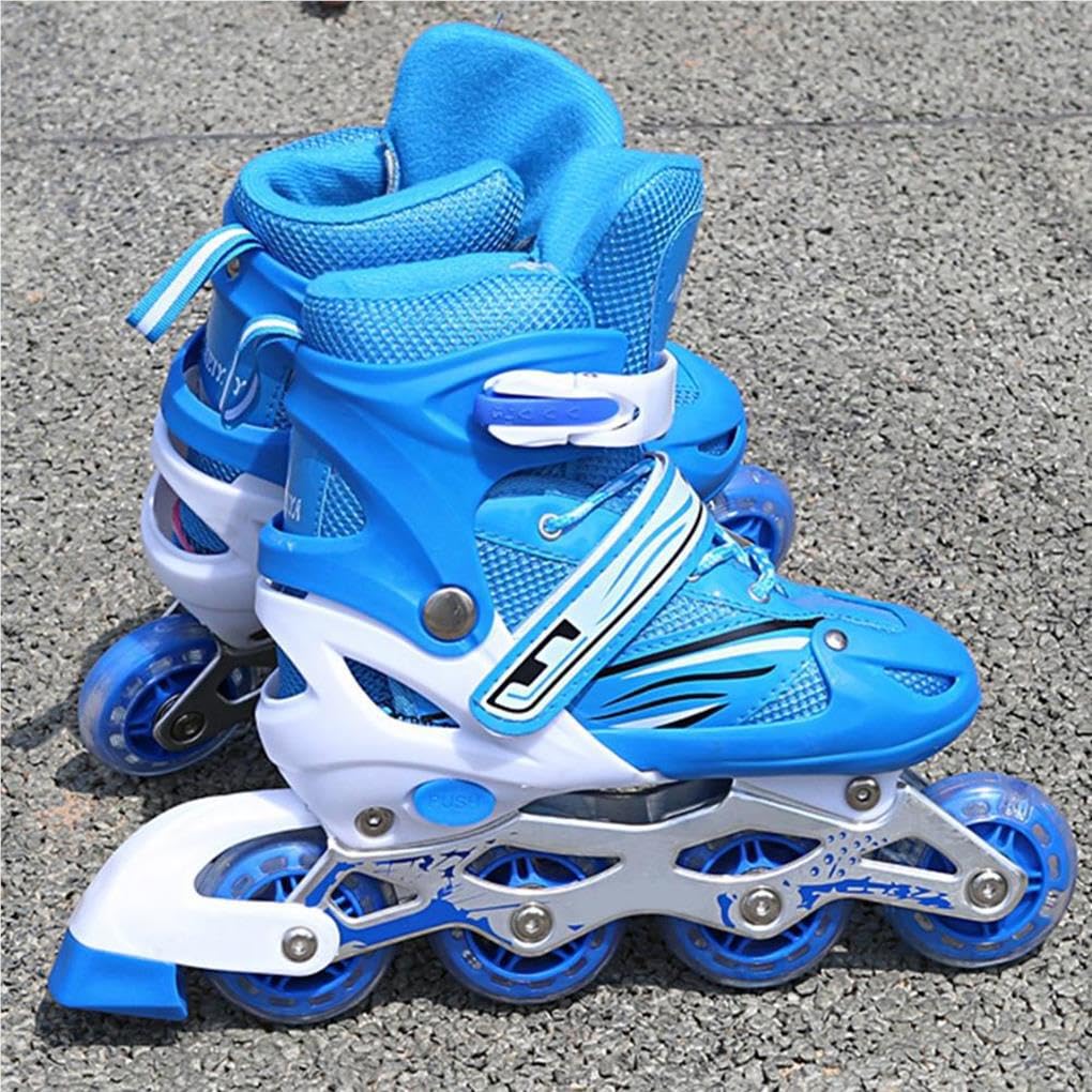 1 Paio 2 in 1 Pattini Scarpe Roller Unisex Bambini Bambini Parco Cortile Parco Giochi Attrezzatura per Pratica di Pattinaggio per Ragazzi, Blu m