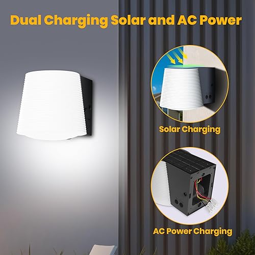 Miniatura 2 de Lámpara para exteriores, luz híbrida de carga AC/solar para porche, regulable, 2700 K/4000 K/6500 K, sensor de movimiento PIR, 1000 lm, luces