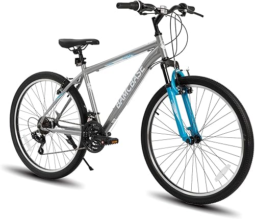 Hiland - Bicicleta de montaña de 26 pulgadas, para hombre y mujer, con 21 velocidades, marco de acero de alto carbono, bicicleta de montaña