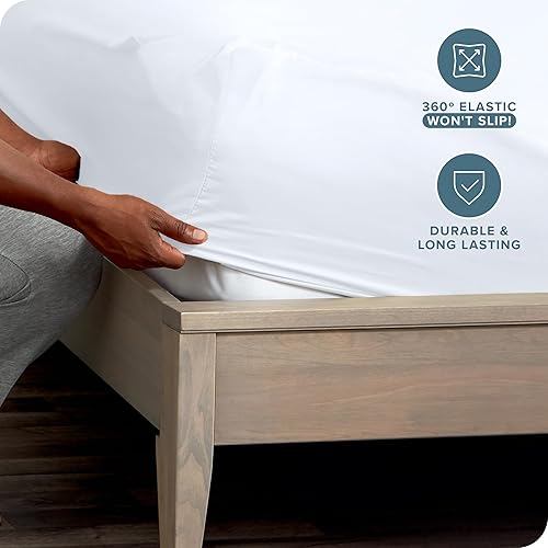 Miniatura 3 de Bare Home Sábana bajera ajustable Queen  Doble bolsillo  Microfibra 1800 Premium  Ultra suave sin arrugas  Bolsillo profundo (Queen, blanco)