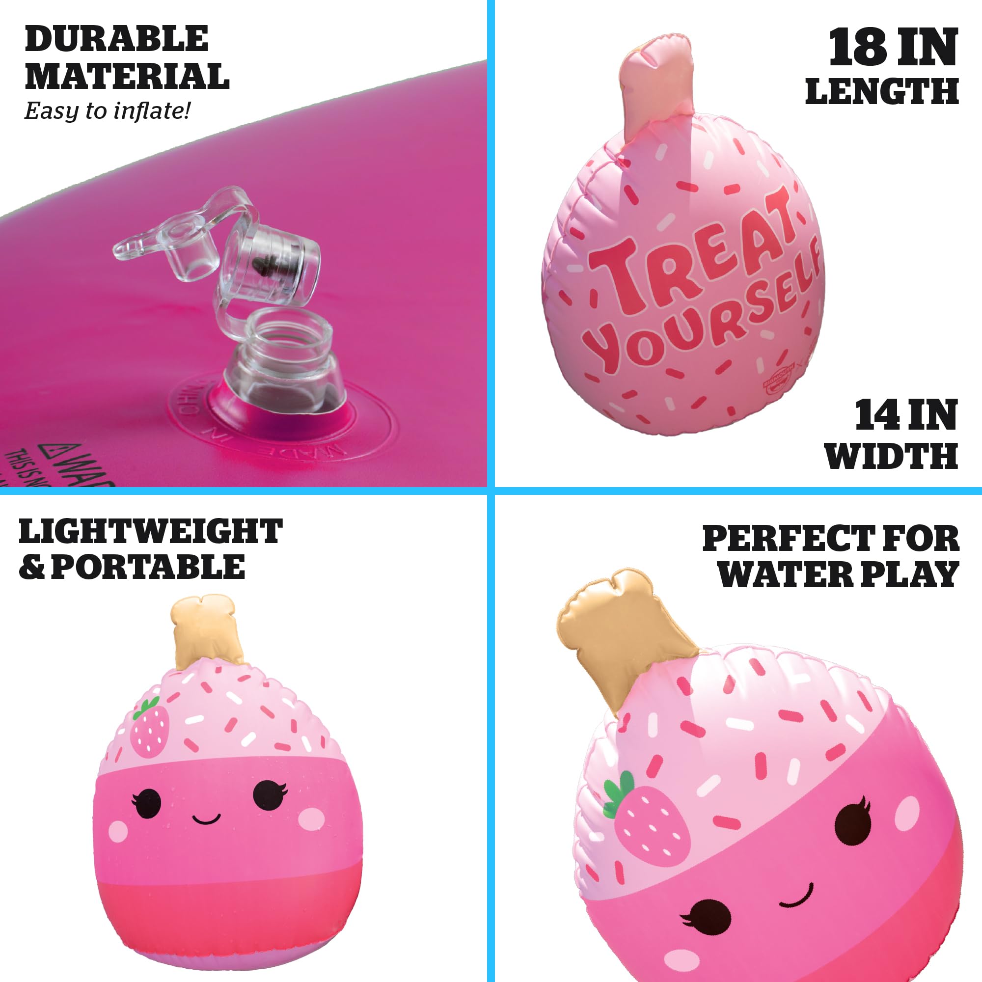 BigMouth x Squishmallows Squishmallows Pama Cake Pop Beach Bobber – Adorable Floating Character for Pool and Beach Fun – Lightweight, Easy to Inflate, Collectible Summer Toy