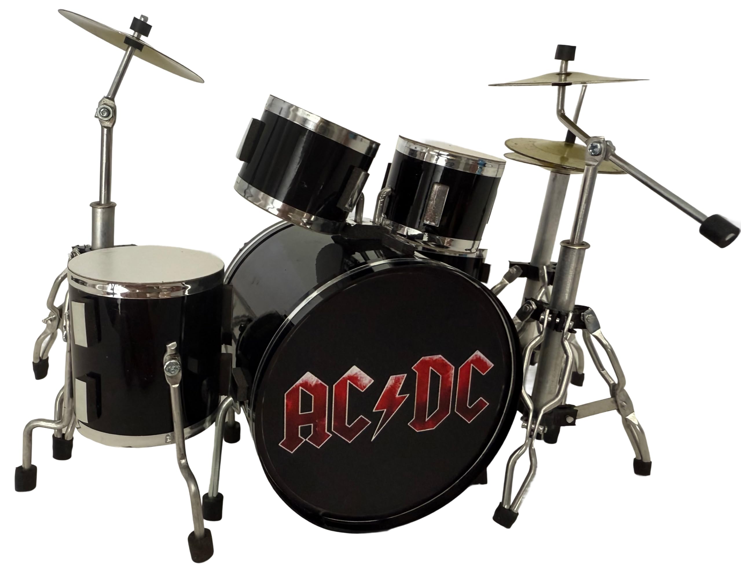 ROCKSTAR - Miniatura Batería Acústica Negra BMD020 con Bombo Removible – Réplica Profesional a Escala 20 cm – Set Completo con Platos, Soportes y Asiento – Artículo de Coleccionista Hecho a Mano