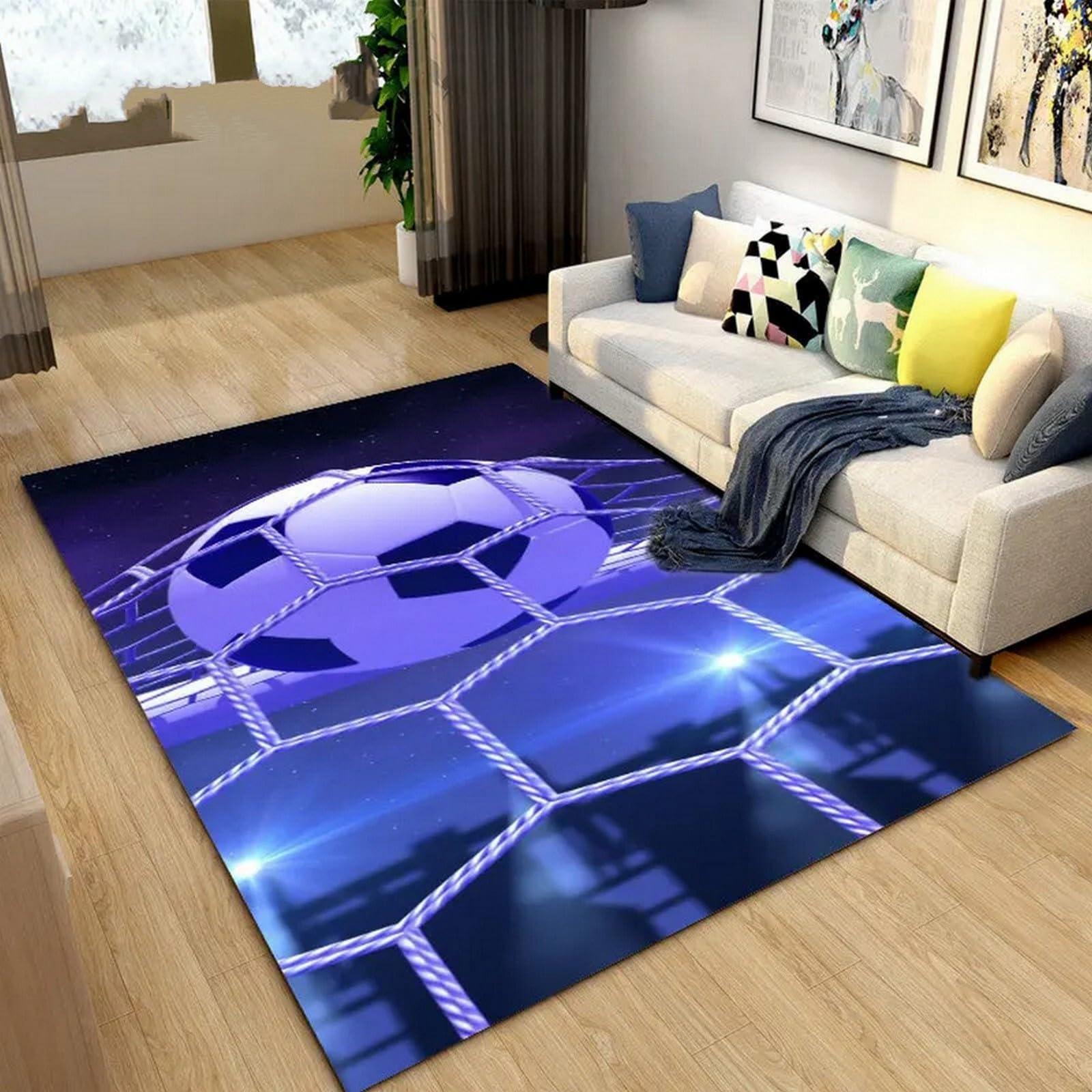 Tapis chambre football sport abstrait pour créer un espace de jeu unique