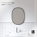Umbra Hub 18 x 24” Miroir mural ovale avec cadre en caoutchouc, décoration de chambre moderne pour les entrées, toilettes, salons et plus, noir
