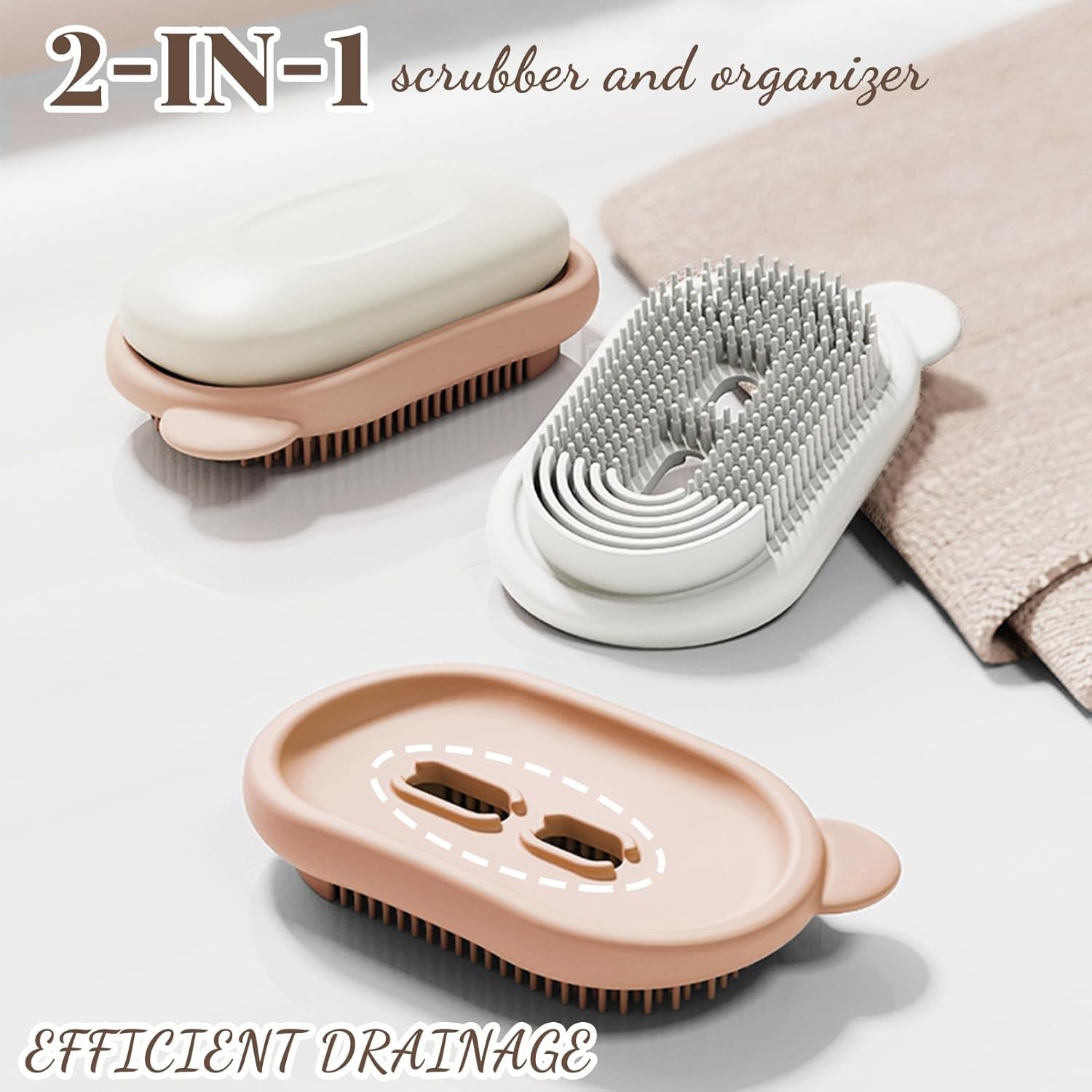 NOMAZO 2 in 1 Travel Soap Case with Bath Brush Leakproof, Draining, Waterproof Soap Holder for Travel, Gym, Bathroom & Outdoor Use (Pack of 1) 3