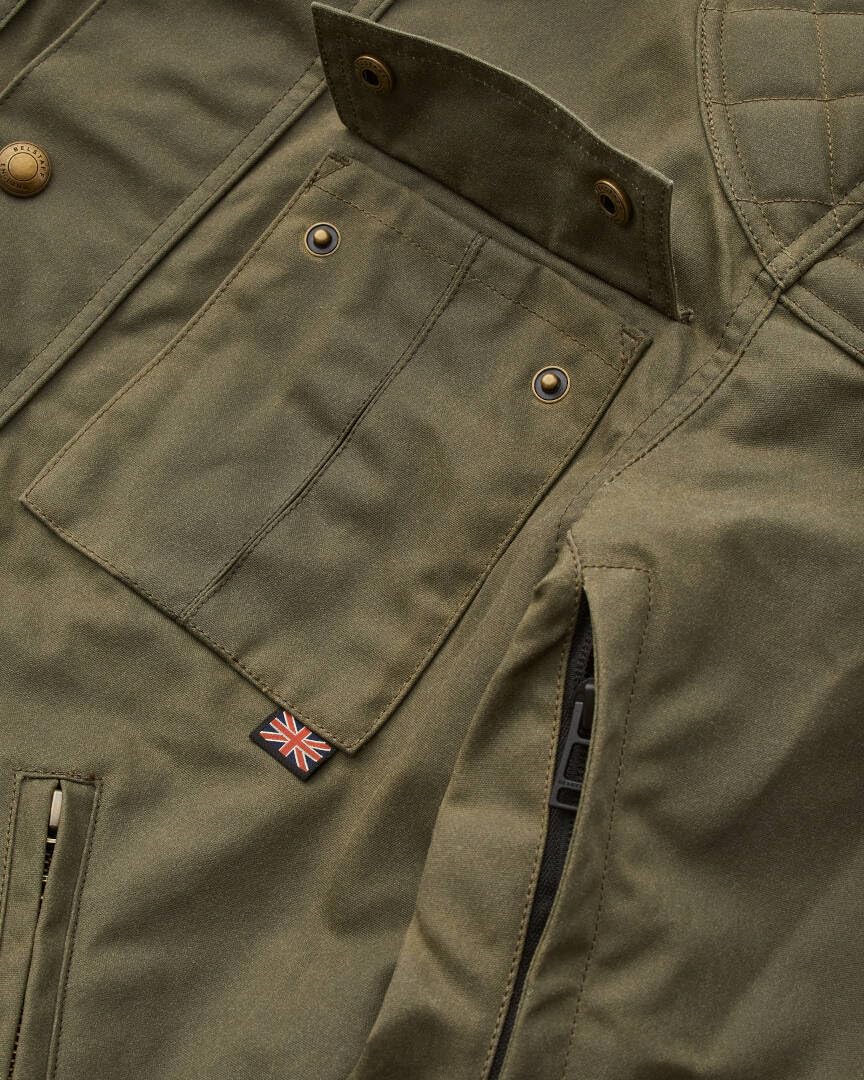 Belstaff Brooklands Giacca Motorycle Wax, oliva, S
