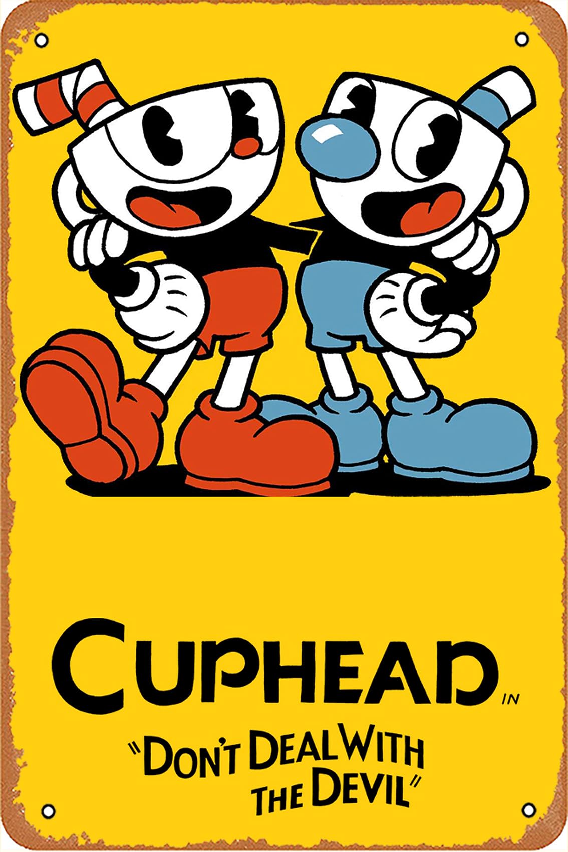 Cuphead Don't Deal with the Devil Poster Metal Sign Tin Vintage