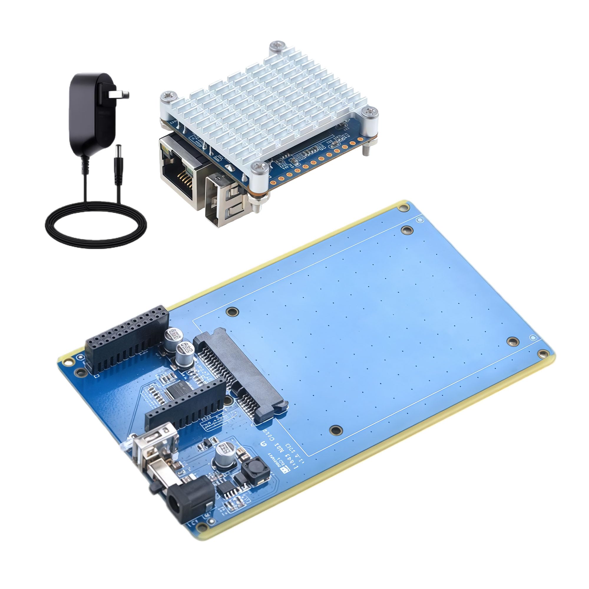 Station de stockage réseau NAS pour NanoPi NEO/NEO2, 2,5" SATA, hôte USB, RTC, 12 V DC, interface I2C, bleu, 151 x 76,4 x 28 mm (kit de base NEO-NAS)