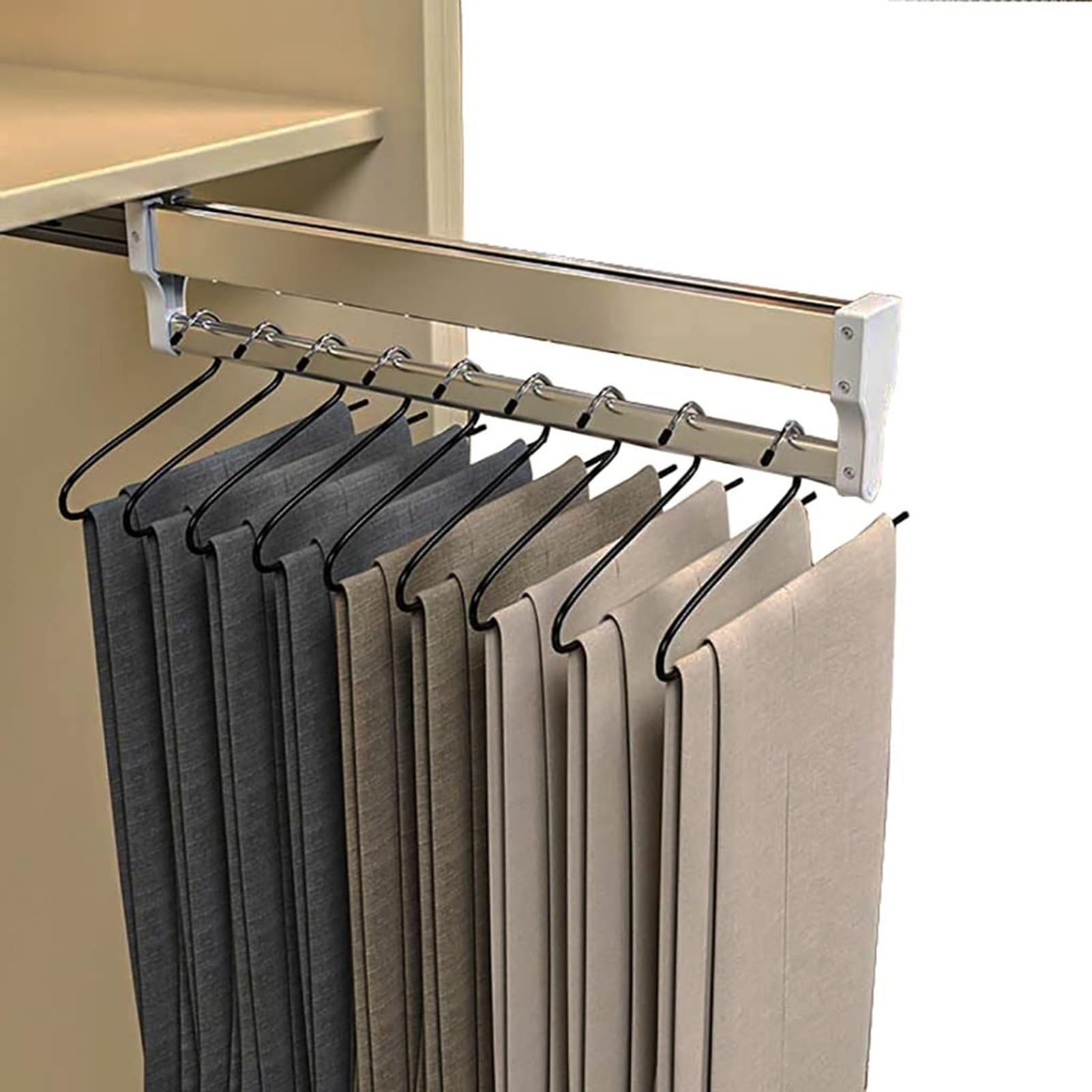 Organisateur de rails pour penderie extensible en acier gain de place