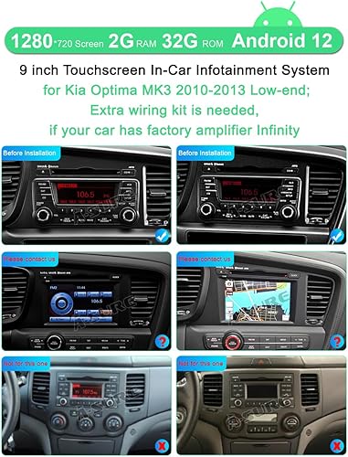 Miniatura 2 de ASURE Actualización de radio estéreo de coche de 9 pulgadas para Kia Optima 2010-2013 de gama baja, 4 núcleos 2G+32G Android GPS unidad principal