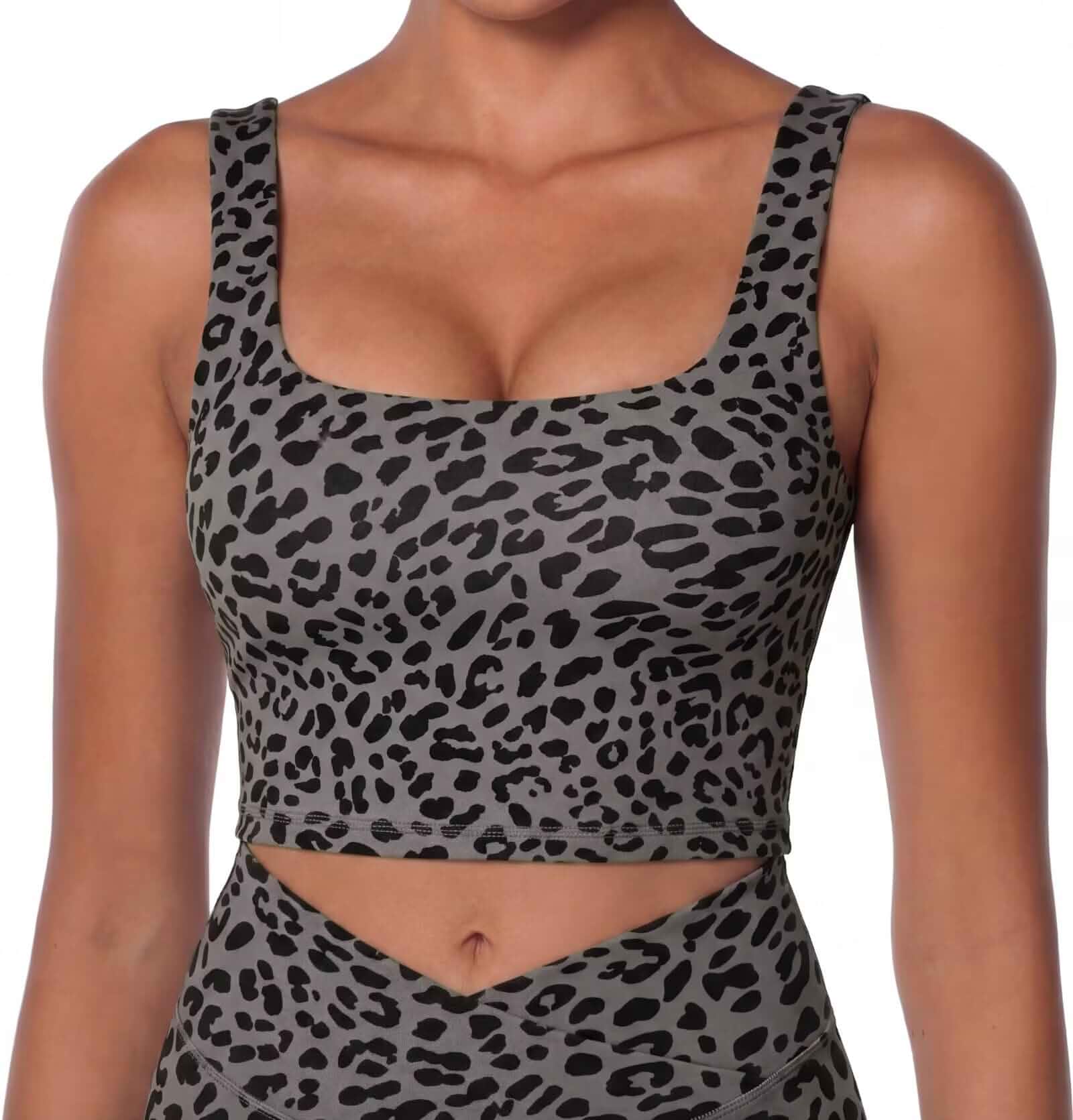 Sunzel Women's Double Lined Tank Top, Sleeveless Square Neck Crop Top, Yoga & Fitness Fitted Workout Casual Activewear Shirt Sleeveless