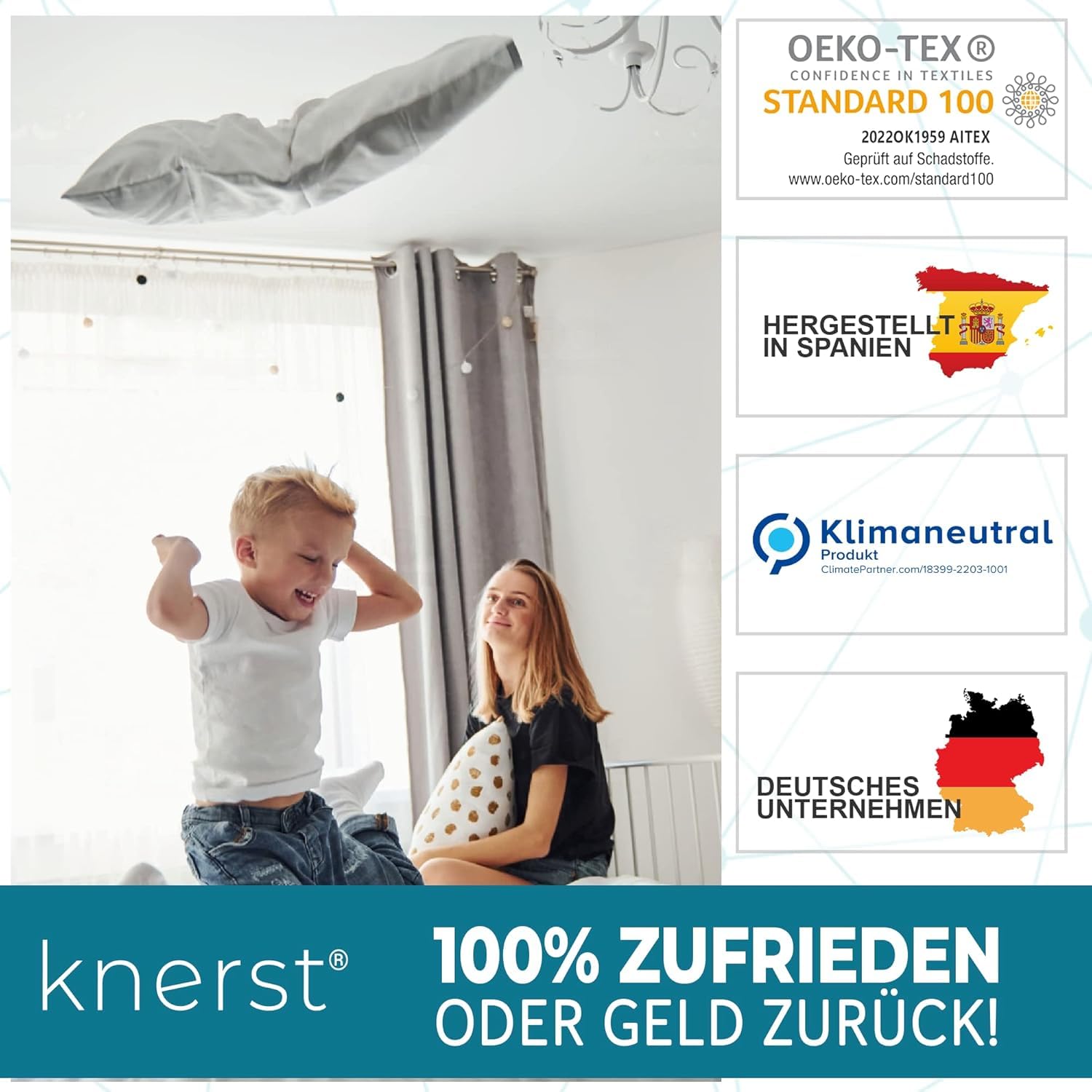 Kinderkopfkissen Kissen 40x60 - Ergonomisches Kissen Kinder für weiche Träume - Komfortkissen Kinder für optimale Stützkraft - Baby Kissen mit Baumwollbezug & waschbar 60°C - Made in Spain & Öko-Tex
