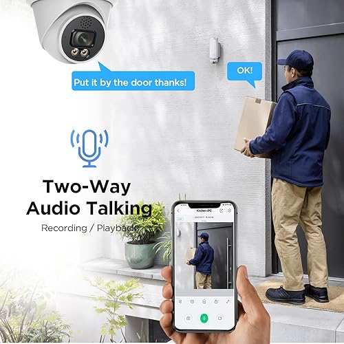 Miniatura 4 de PANOOB Cámara domo PoE para interiores y exteriores, cámara IP de seguridad con cable de 5MP con detección de vehículos humanos, audio de 2 vías,