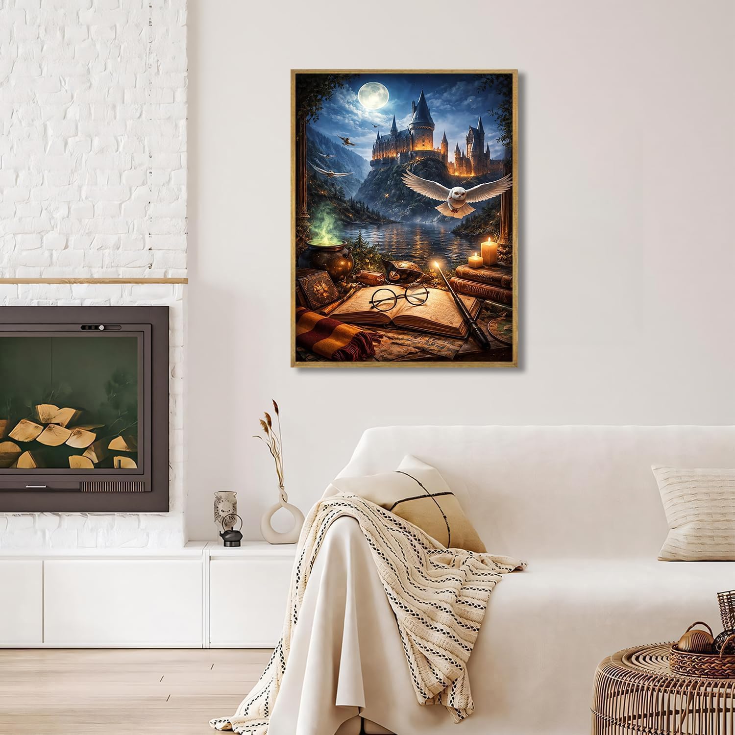 LILEIDECO Diamond Art Kits for Adults, Magic Owl Diamond Painting Kits for Beginner Fantasy Book Castle DIY 5D Full Drill Diamond Dots Crafts for Home Wall Decor Gifts 12x16 Inch