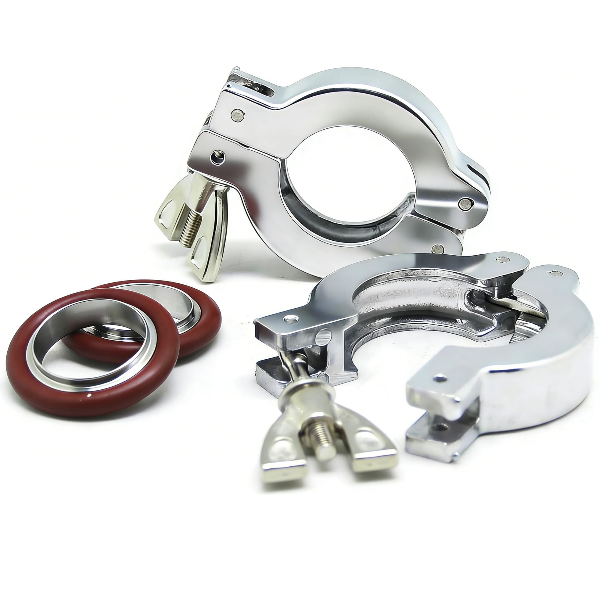 QiiMii KF-25 Aluminium Wing Nut Hinge Clamp with FKM O-Ring and SS304 Center Ring, 2 Pack