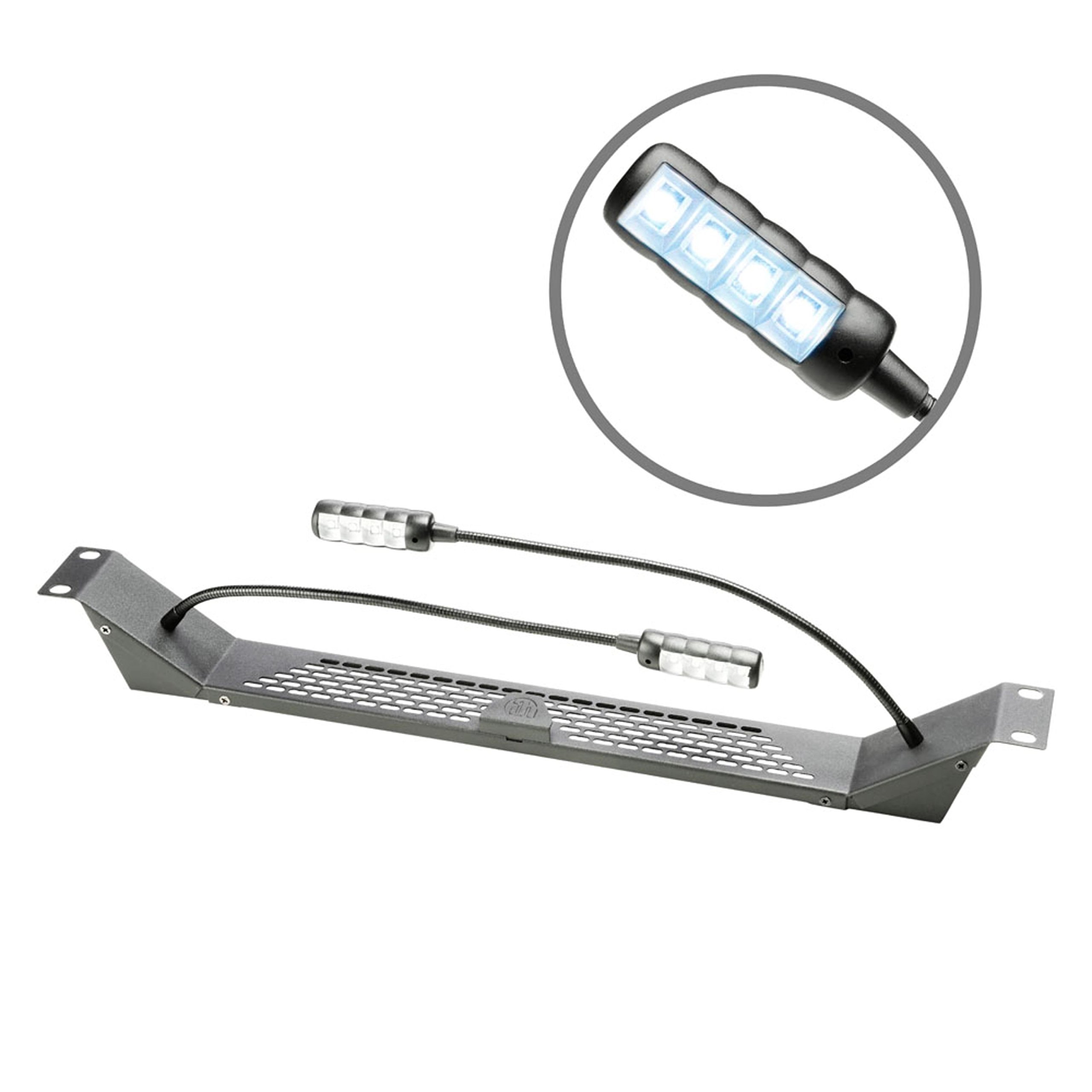 Adam Hall 19 inch LED racklamp 2-voudig met dimmer 87463ULTRA Eén maat zwart